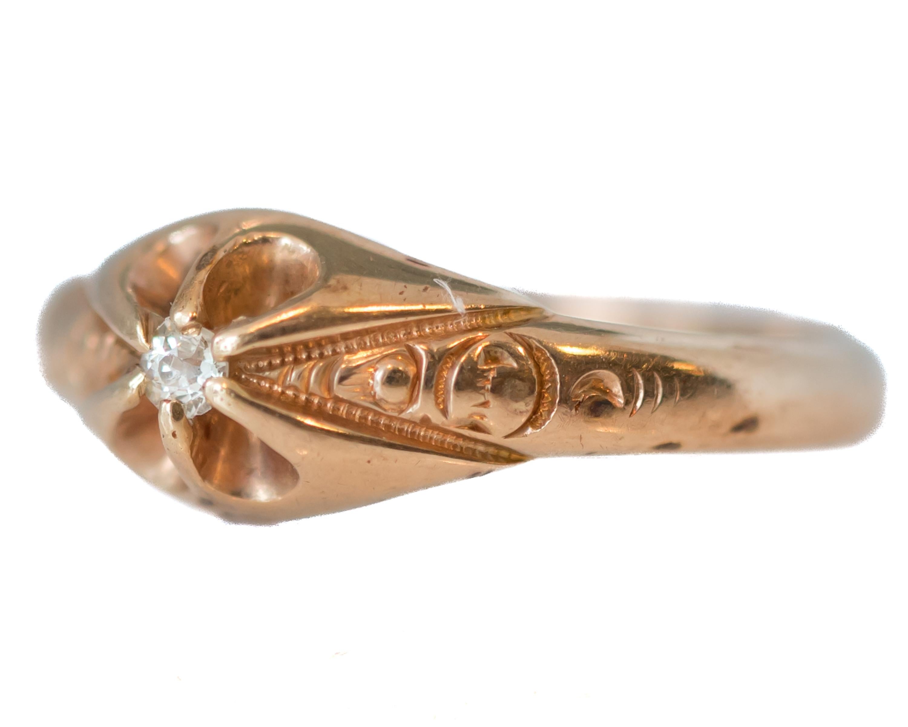 1930s Art Deco Diamond and 14 Karat Rose Gold Star Promise Ring In Good Condition For Sale In Atlanta, GA