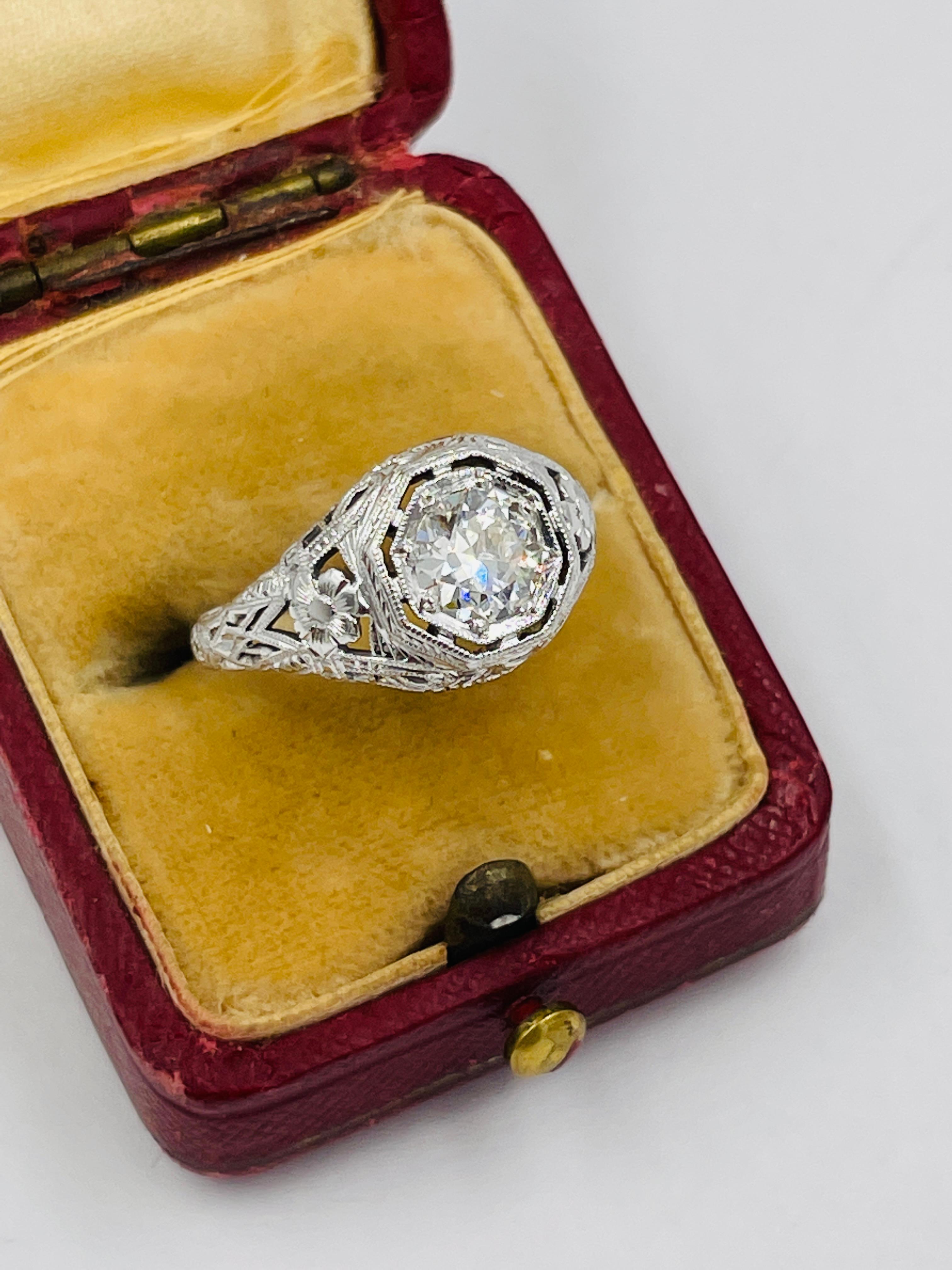 1930er Art Deco Diamant Verlobungsring (Rundschliff)