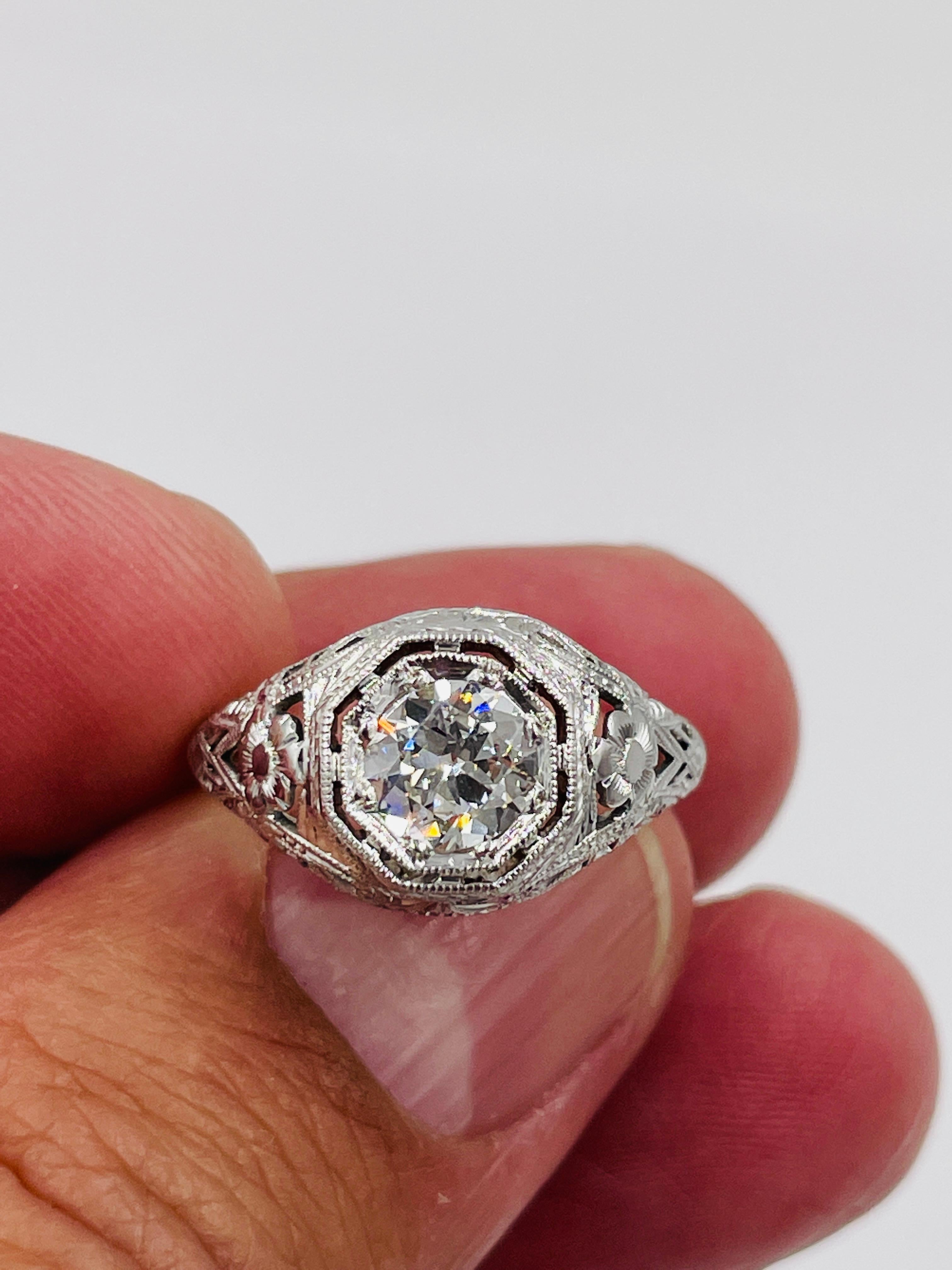1930er Art Deco Diamant Verlobungsring im Zustand „Gut“ in Los Angeles, CA