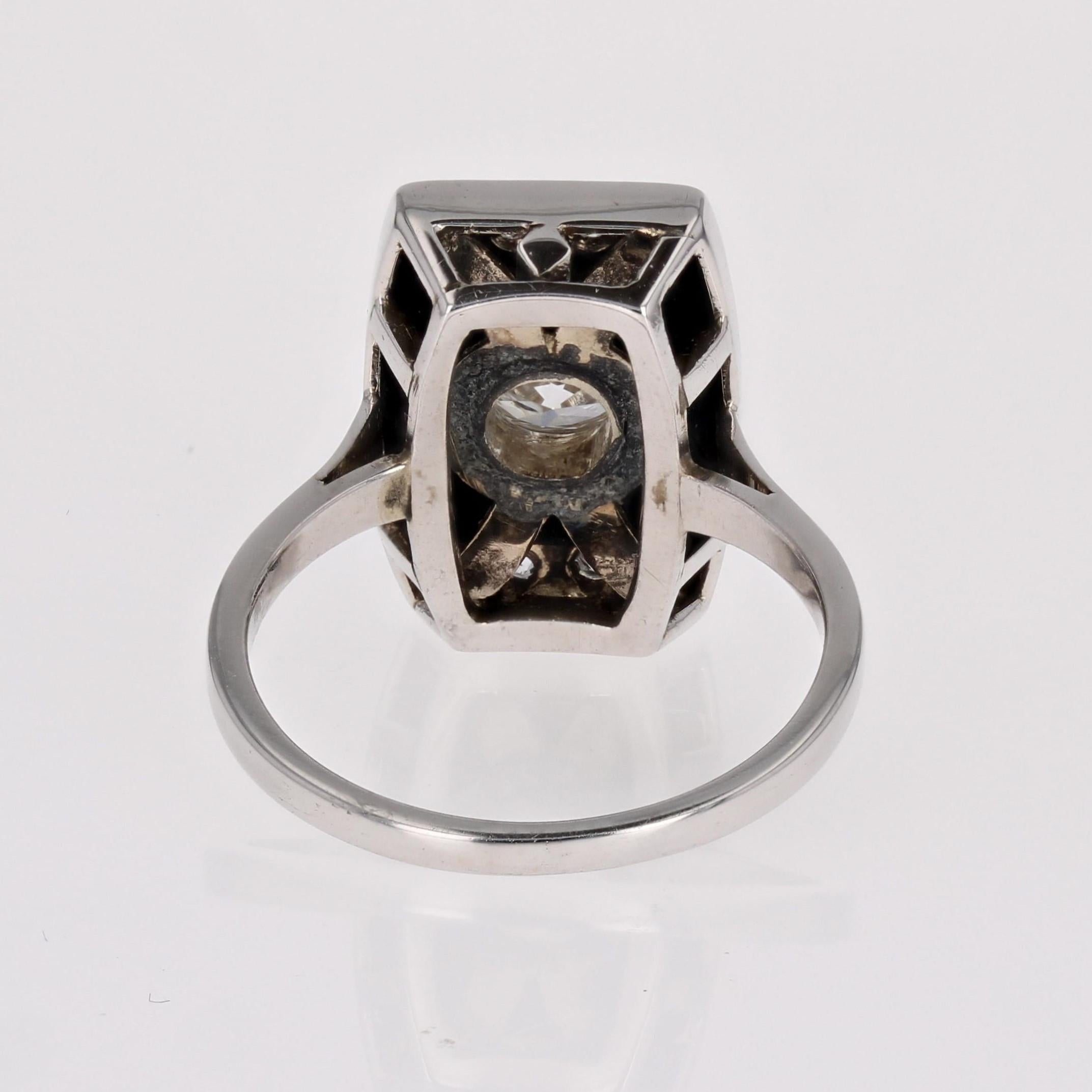 1930s Art Deco Diamond Onyx Platinum Ring For Sale 14