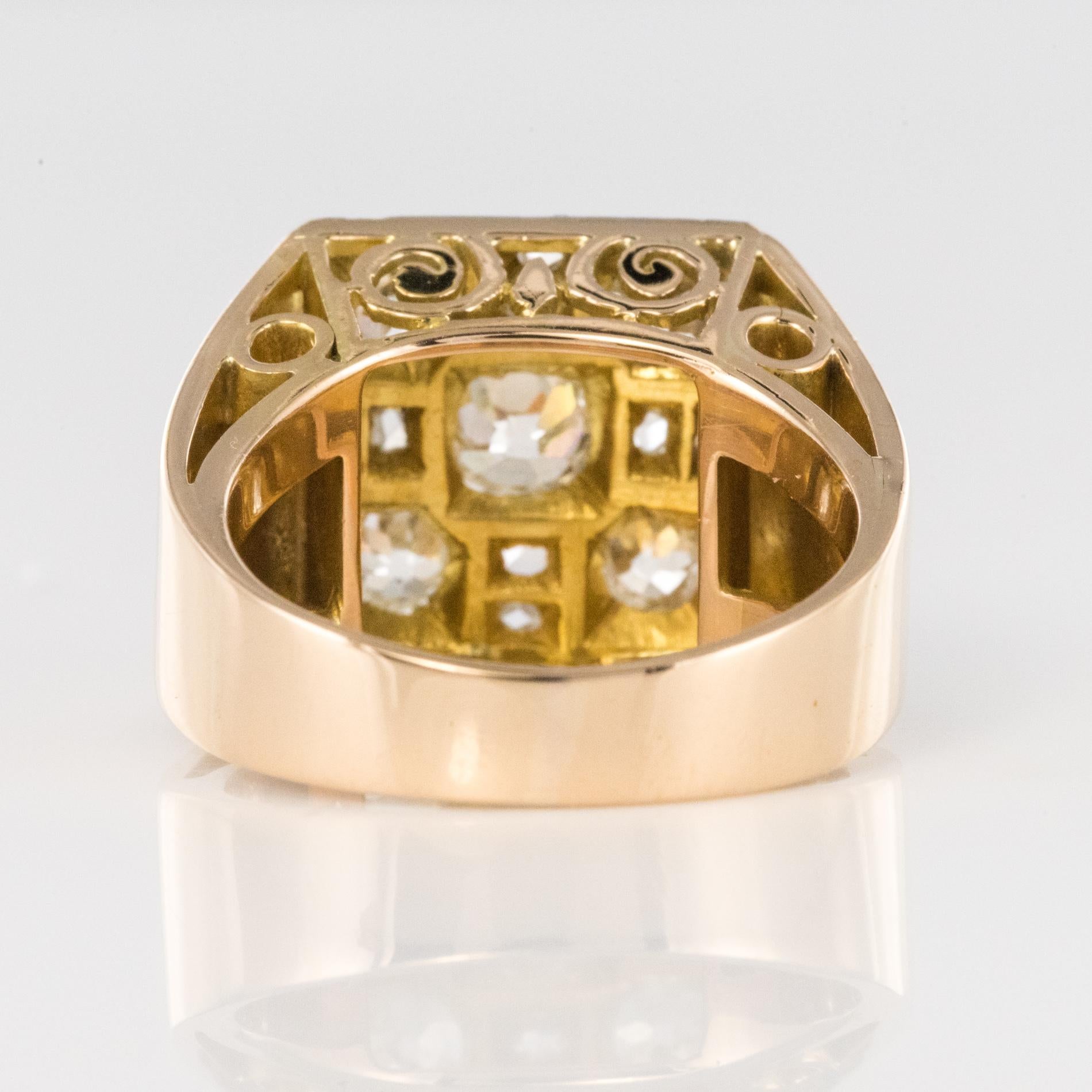 1930s Art Deco Diamond Paving 18 Karat Rose Gold Ring For Sale 5