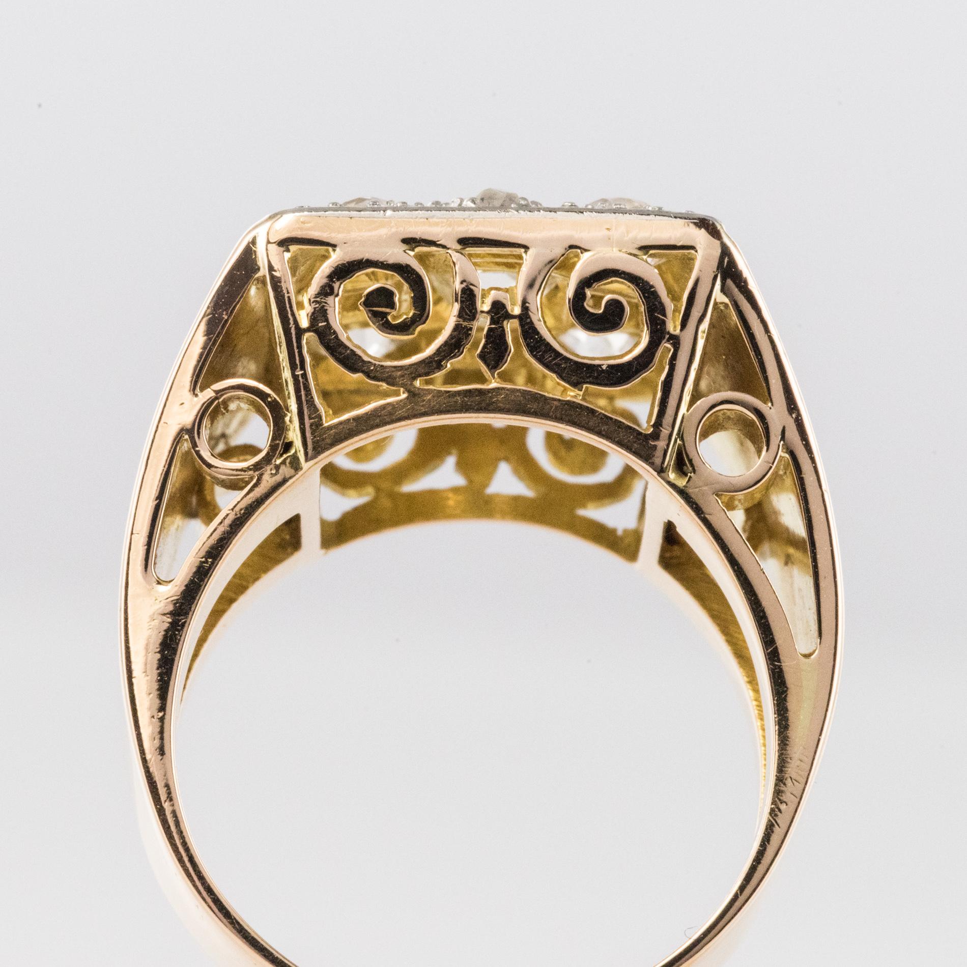1930s Art Deco Diamond Paving 18 Karat Rose Gold Ring For Sale 7