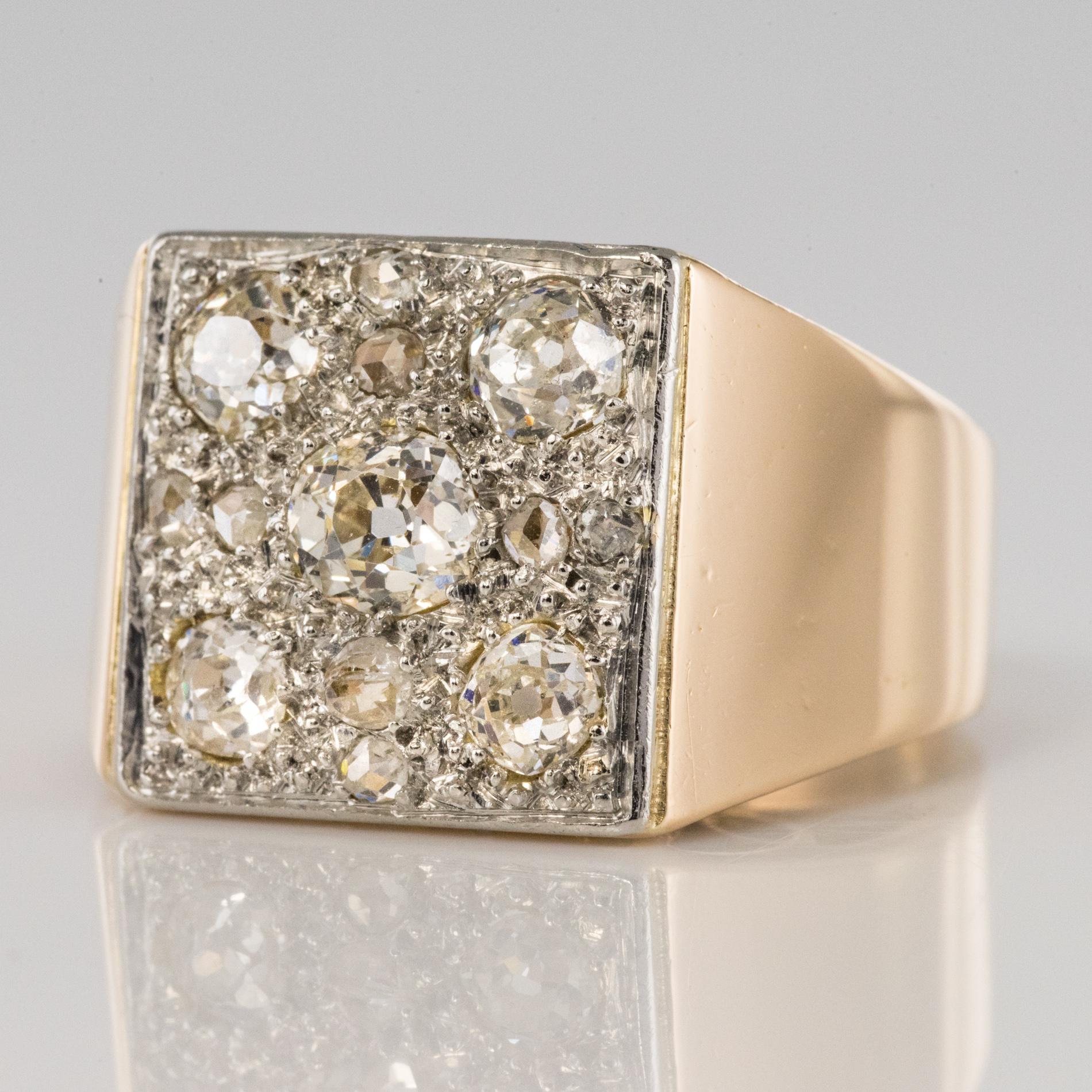 Ring aus 18 Karat Rosgold mit Diamanten im Art dco-Stil aus den 1930er Jahren (Antiker Kissenschliff) im Angebot