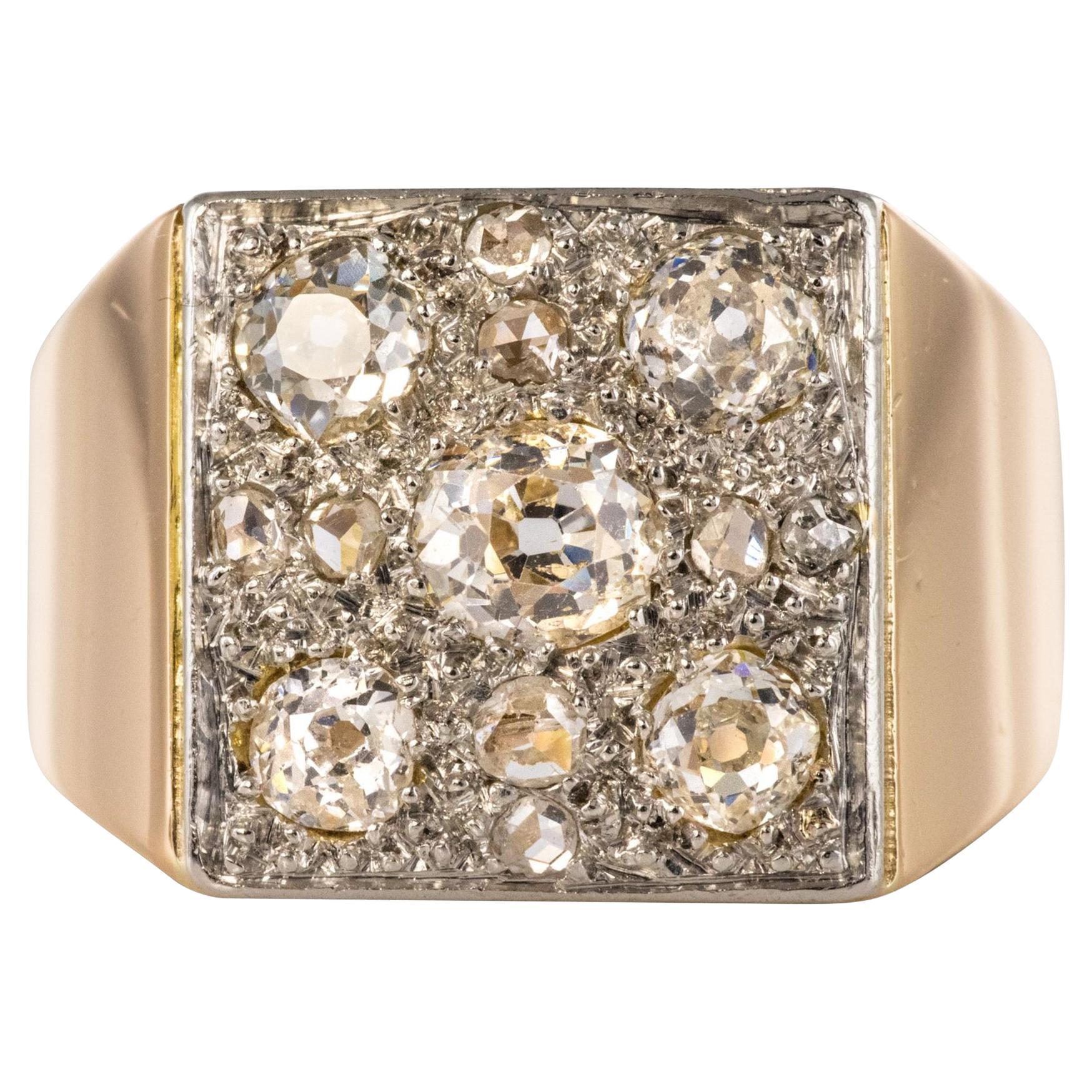 Bague Art dco des annes 1930 en or rose 18 carats pave de diamants