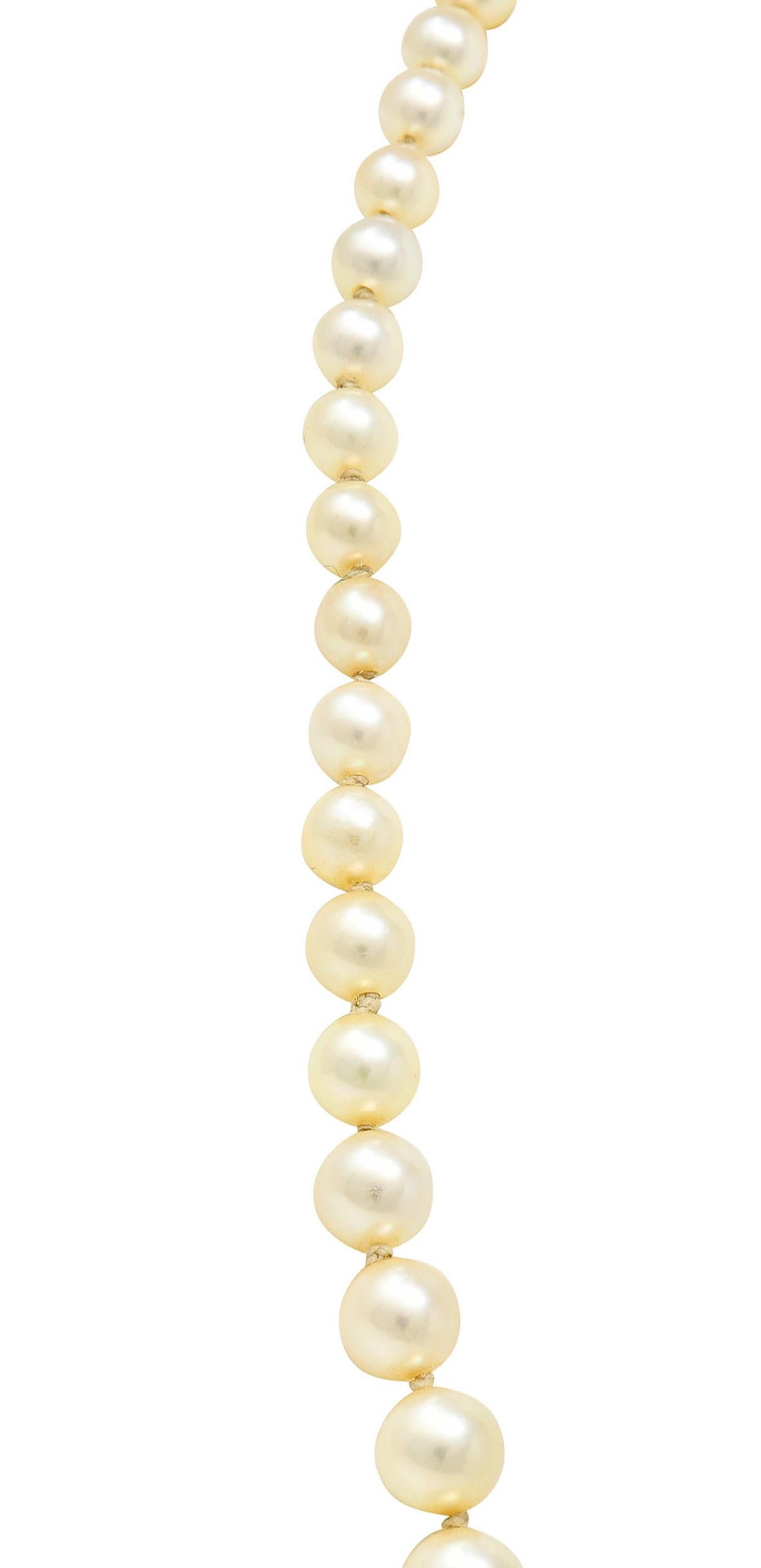 1930's Art Deco Diamond Pearl Platinum Strand Necklace 1