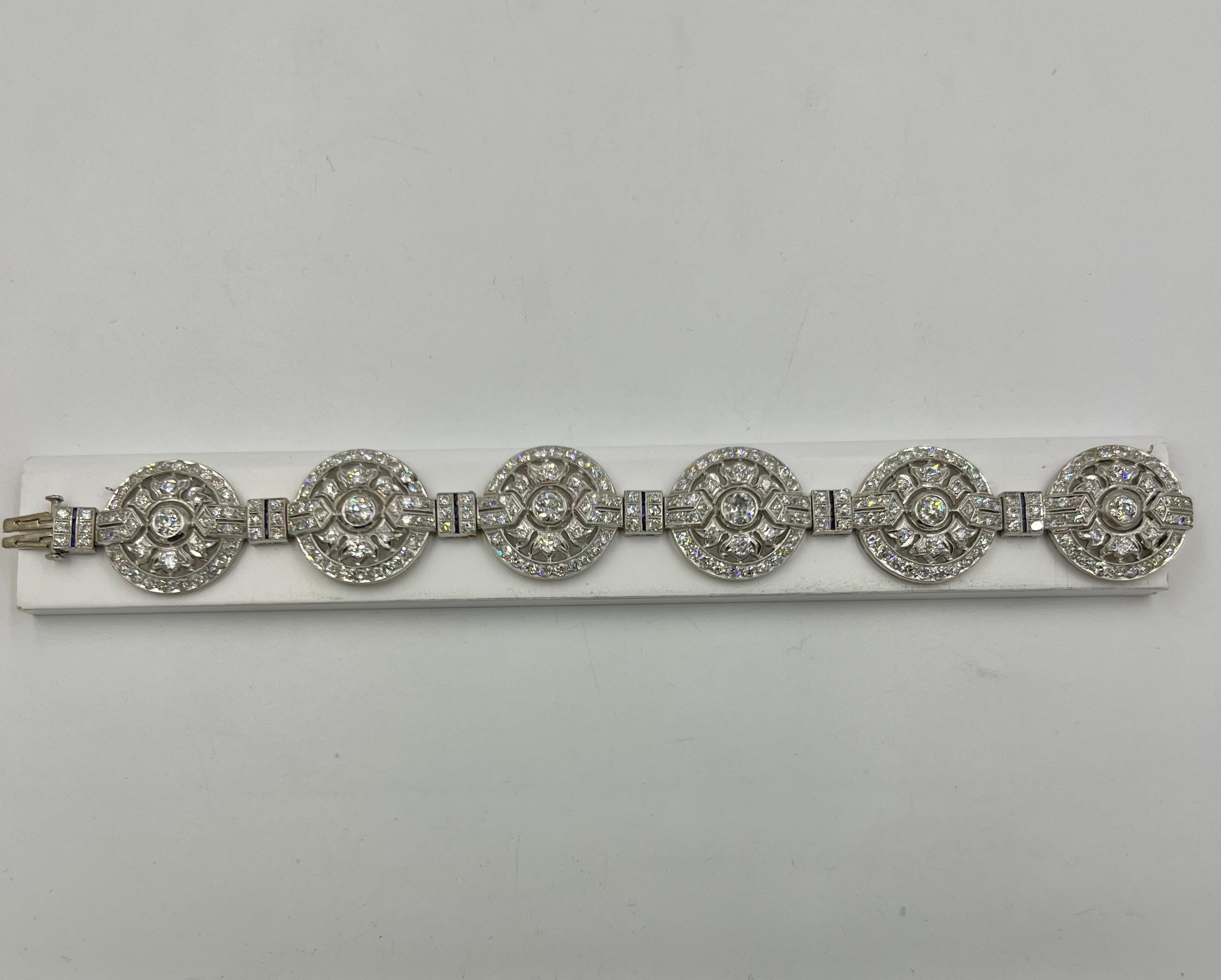 1930er Art Deco Diamant Platin Rundes Armband (Art déco) im Angebot
