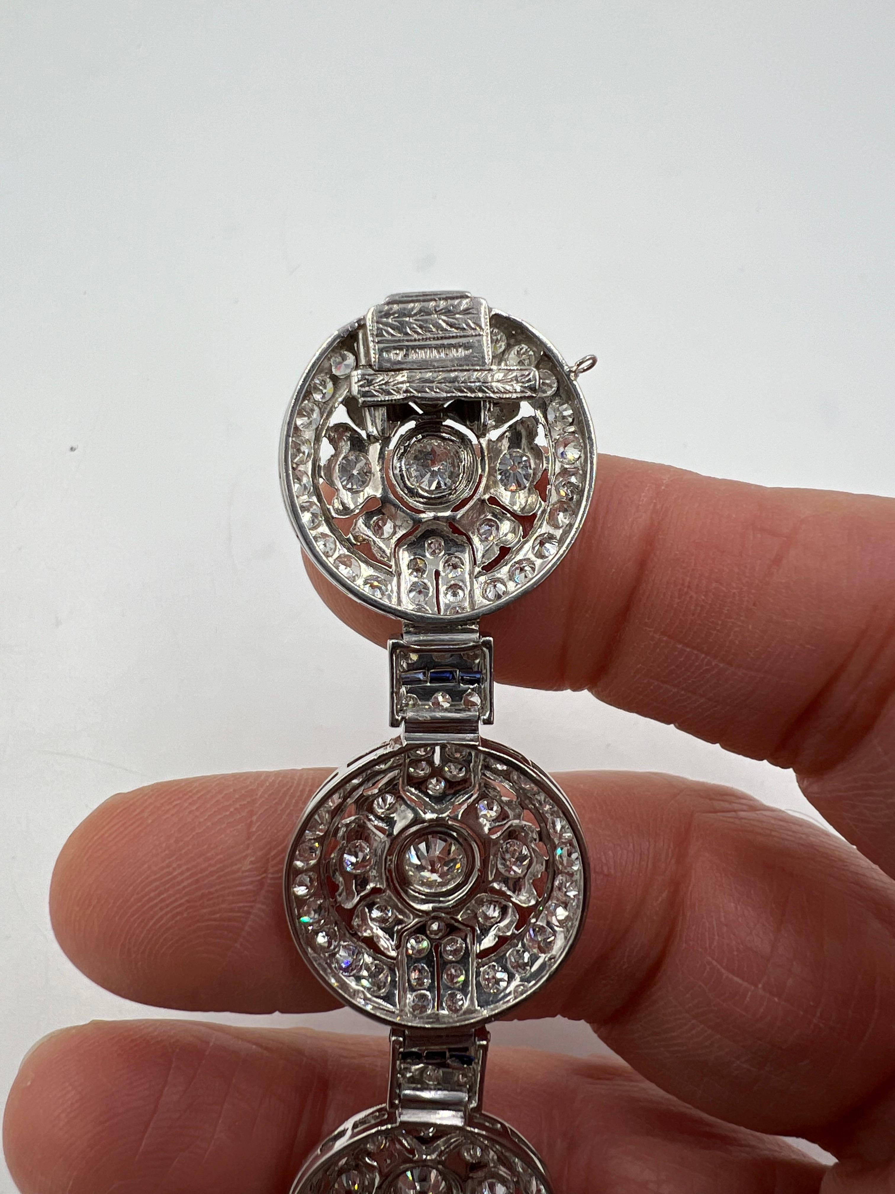 Women's or Men's 1930s Art Deco Diamond Platinum Circular Bracelet For Sale