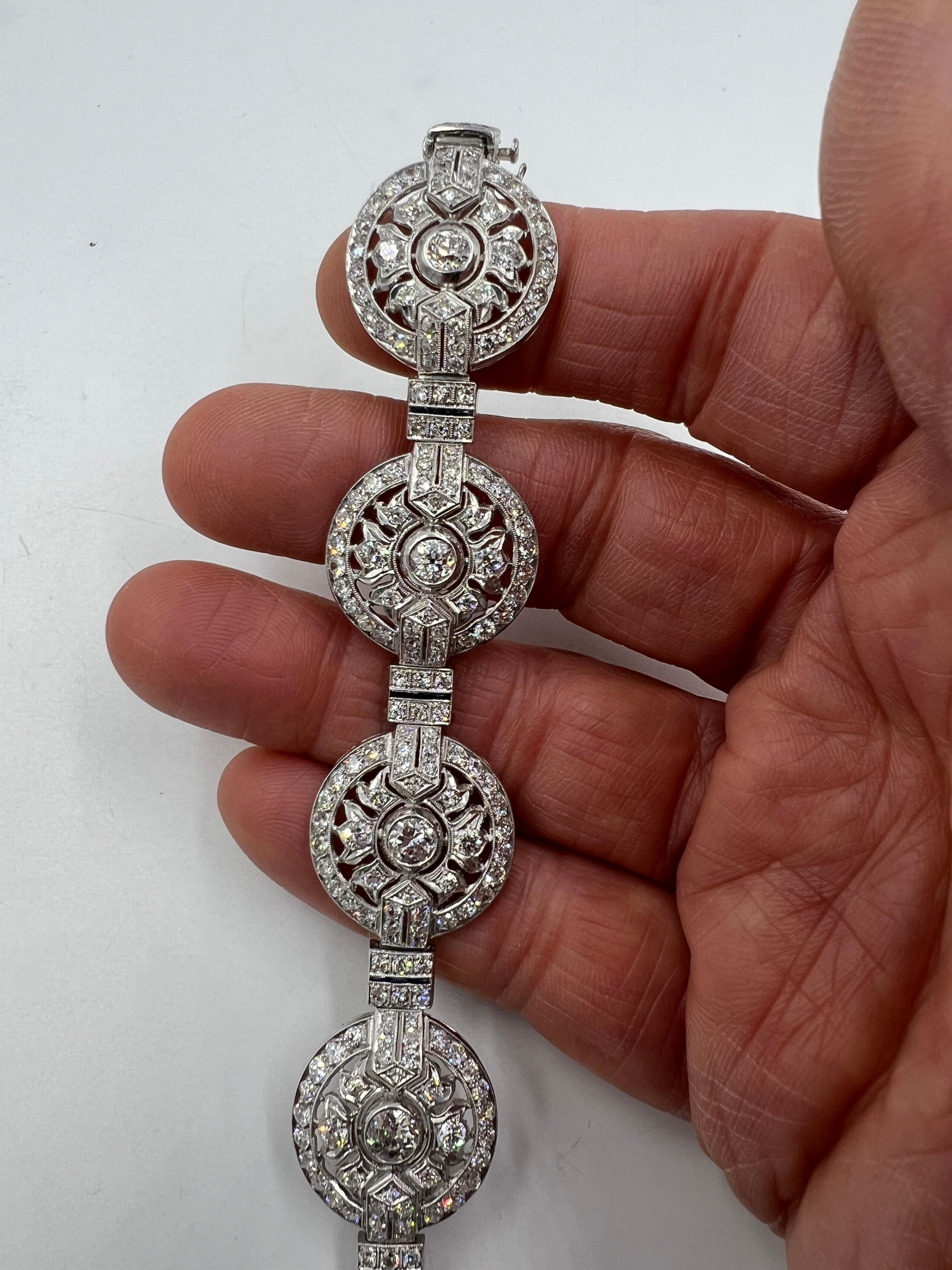 1930er Art Deco Diamant Platin Rundes Armband im Angebot 1