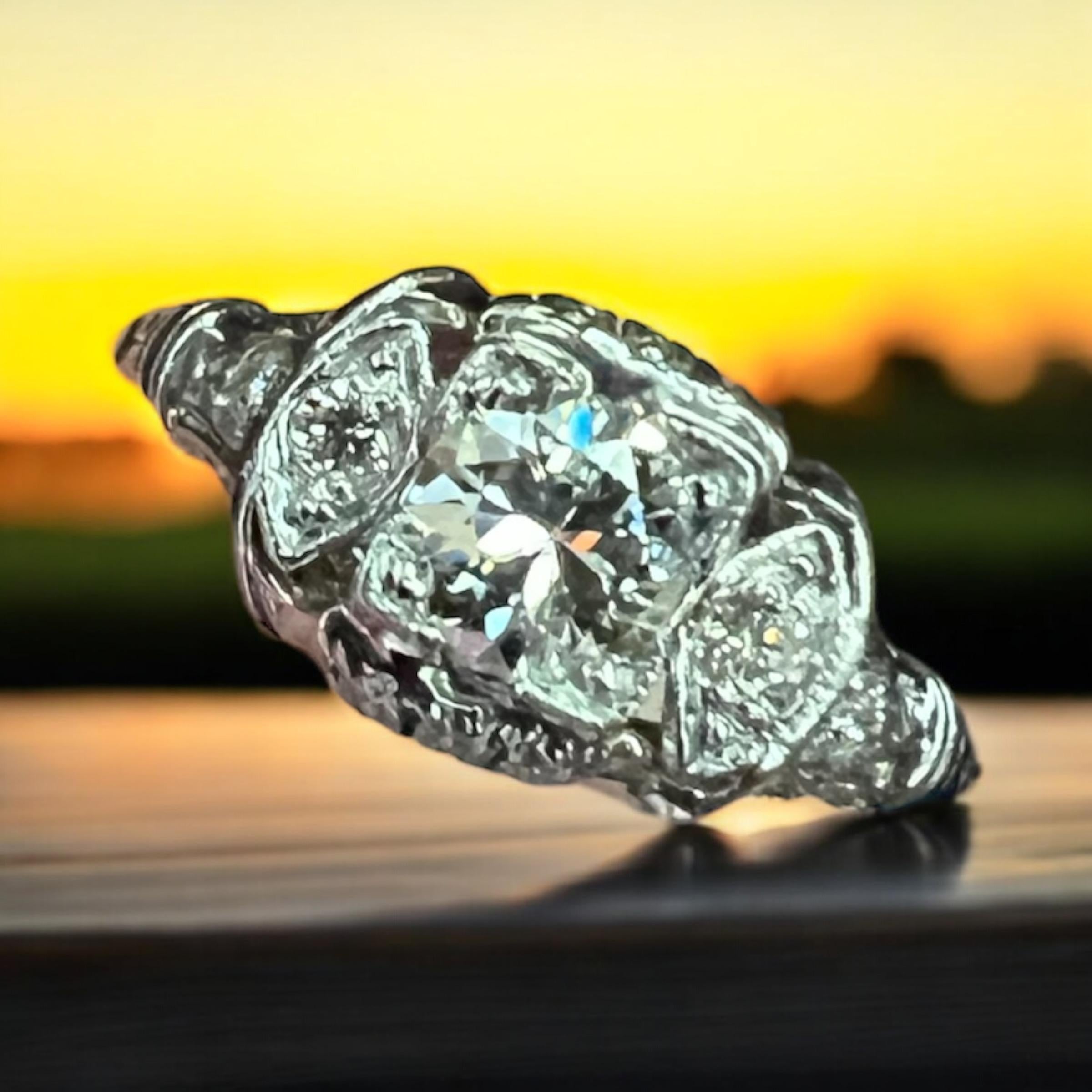 Anello di fidanzamento in platino con diamante Art Deco degli anni '30 in vendita 11