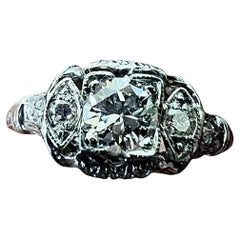 1930er Art Deco Diamant Platin Verlobungsring
