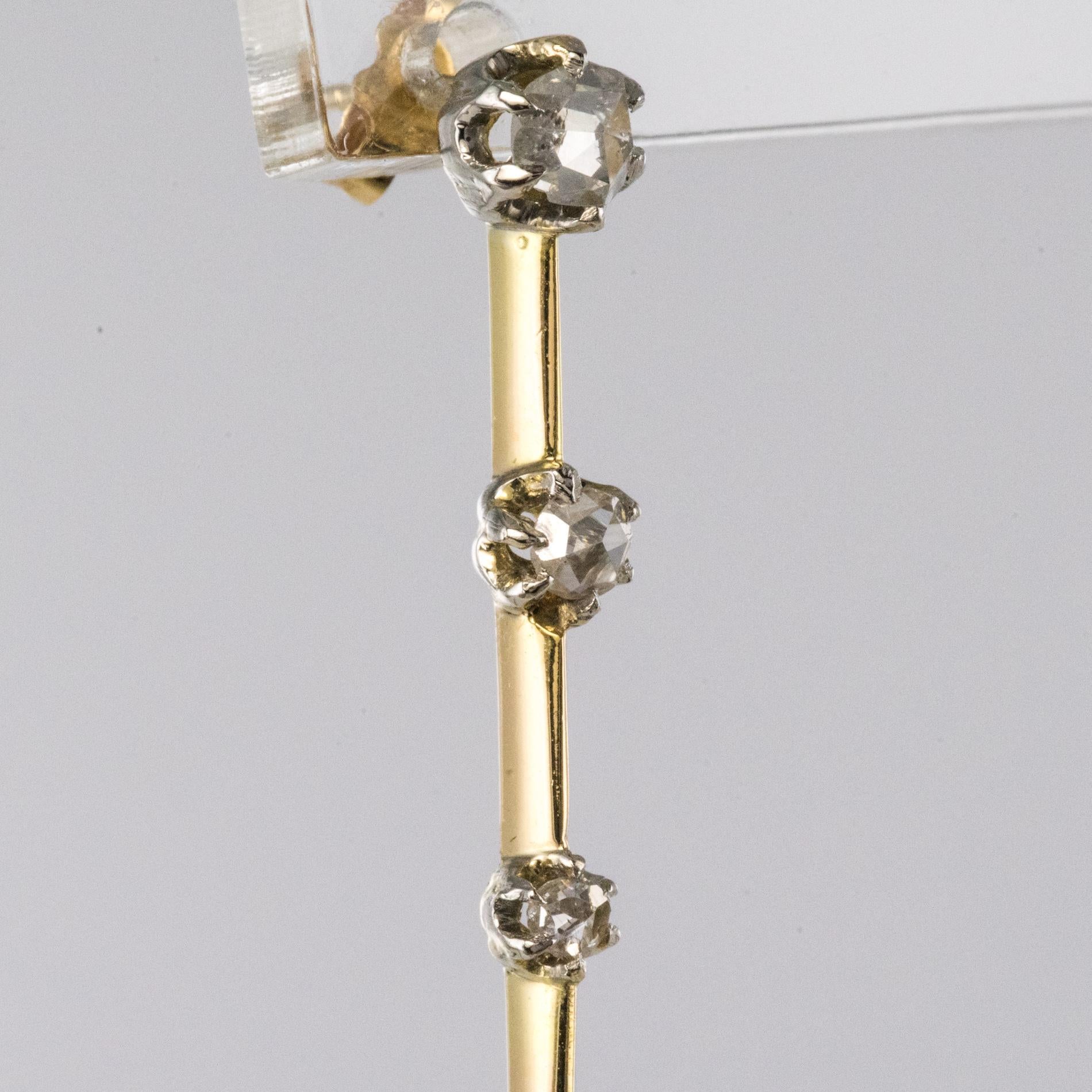 1930s Art Deco Diamonds Tourmaline 18 Karat Yellow Gold Dangle Earrings 4