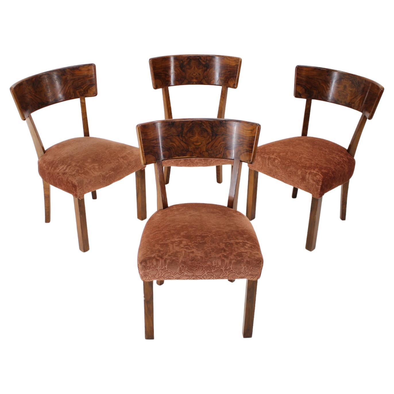 1930s Art Deco Dining Chairs in Walnut, Czechoslovakia