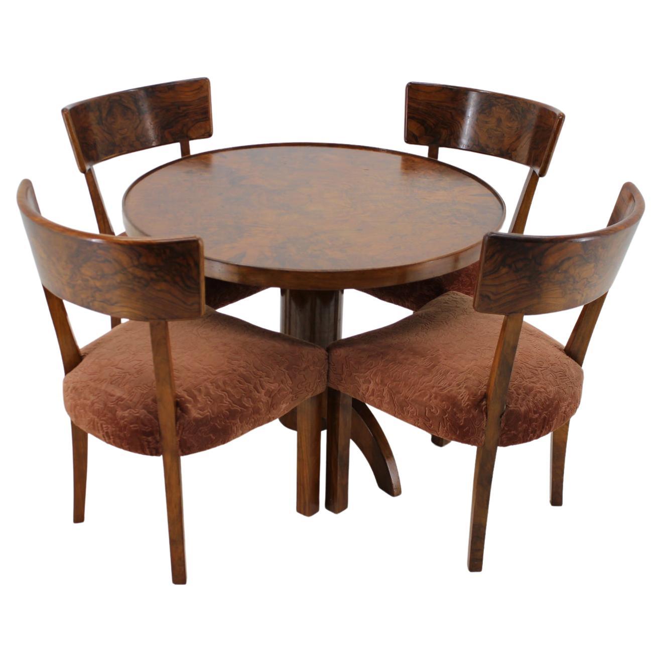 Art Deco 1920 th Dining Set Walnut Veneer w Ebony For Sale at 1stDibs