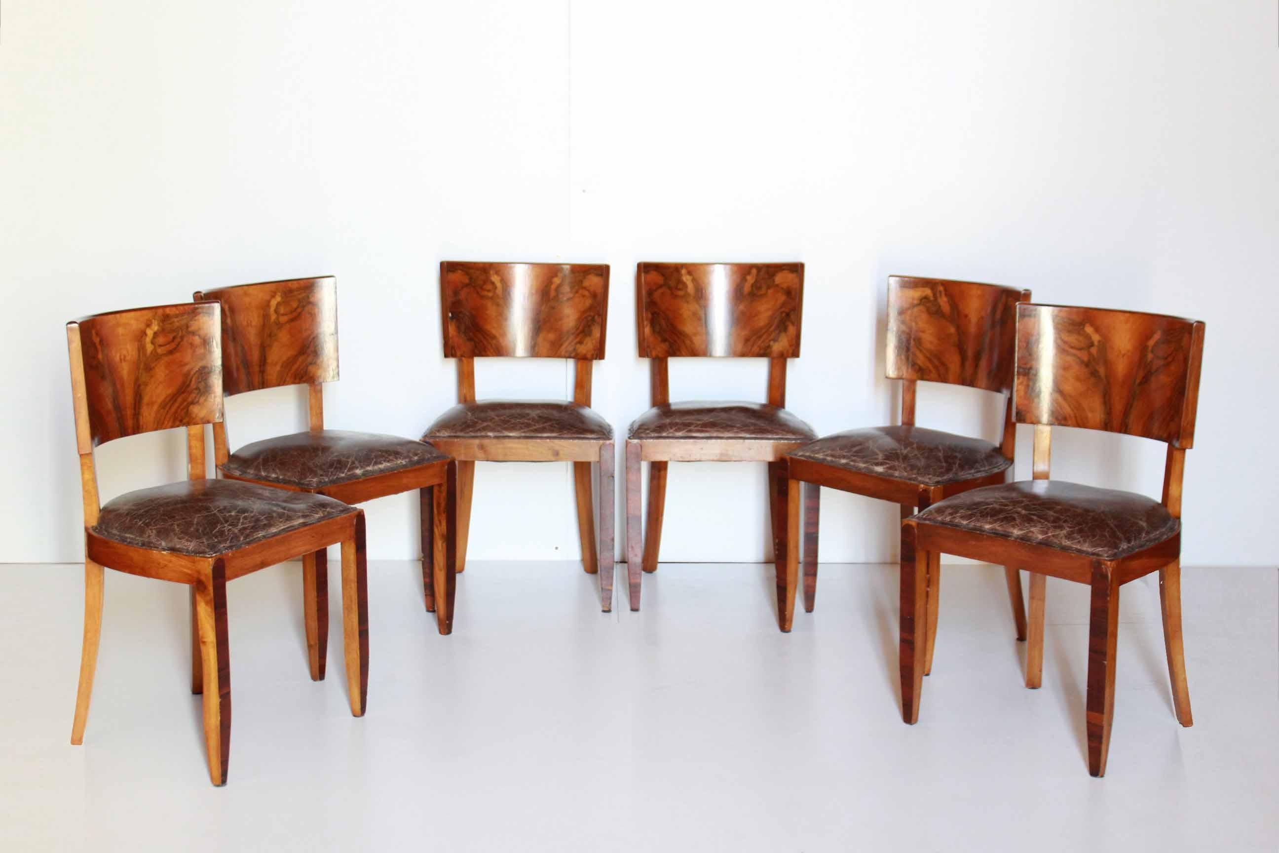 1930s Art Deco Dining Set; Table Plus Six Chairs 13