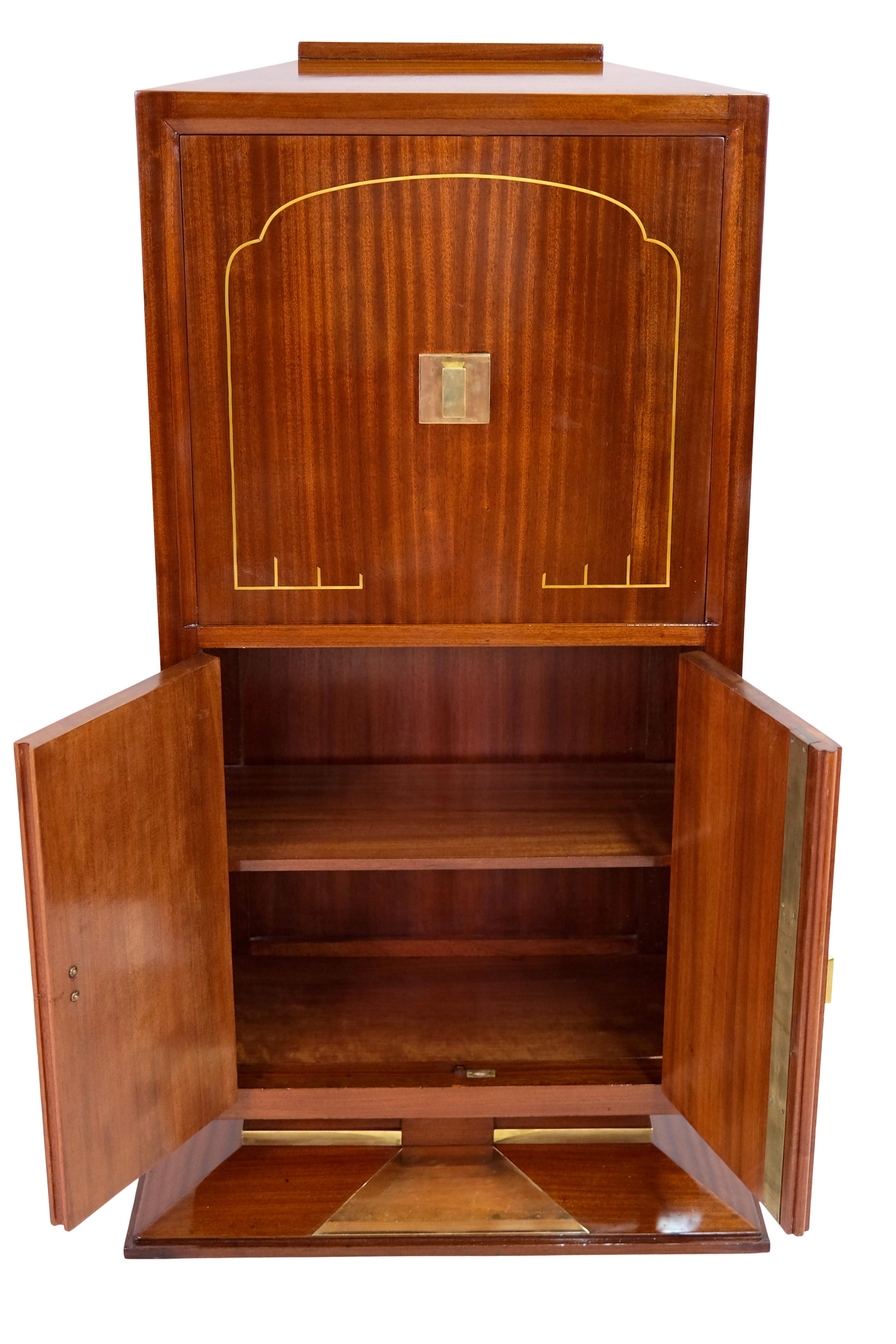 French 1930's Art Deco Dominique Secretaire Desk with Keyhole in the Fitting