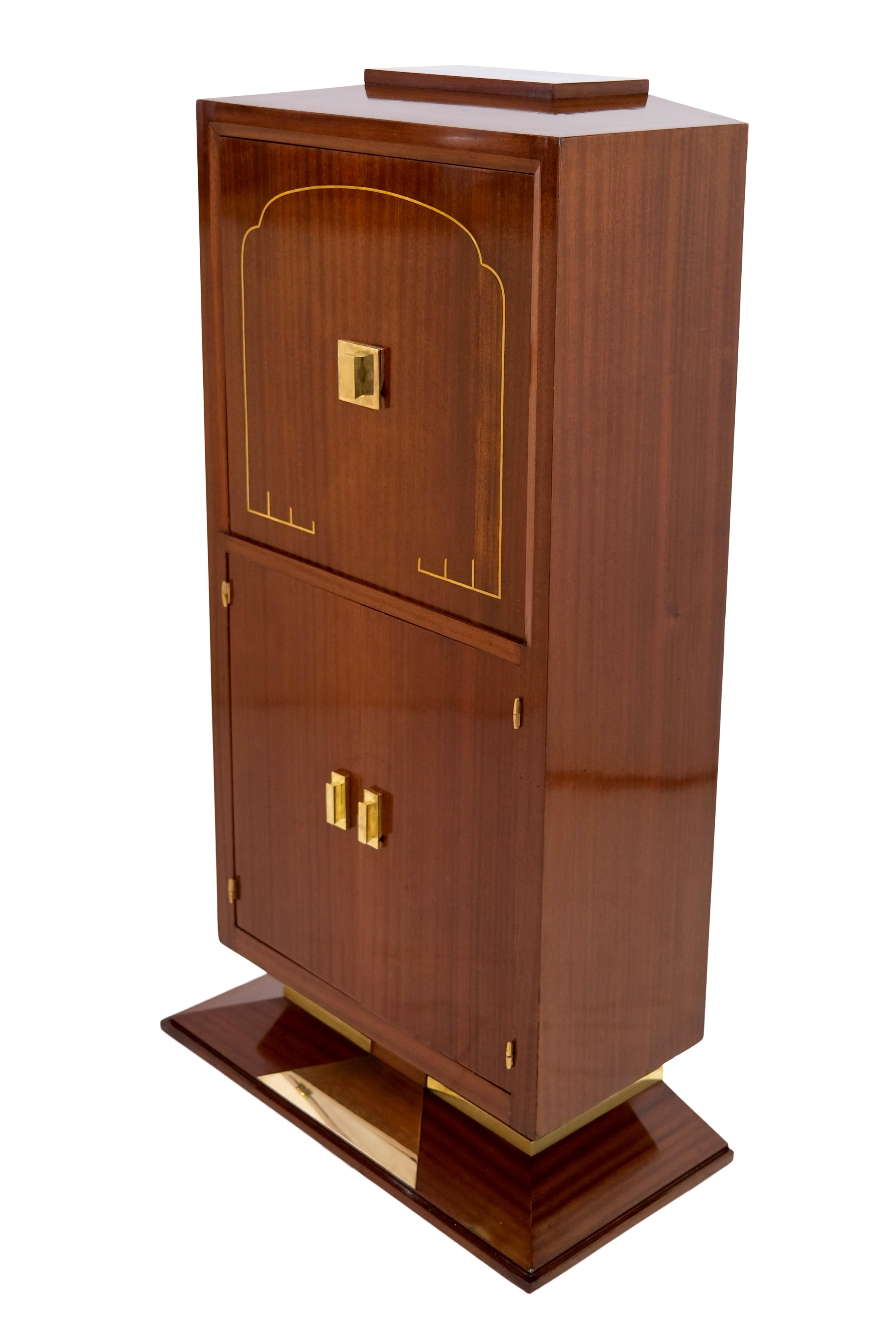 Mid-20th Century 1930's Art Deco Dominique Secretaire Desk with Keyhole in the Fitting