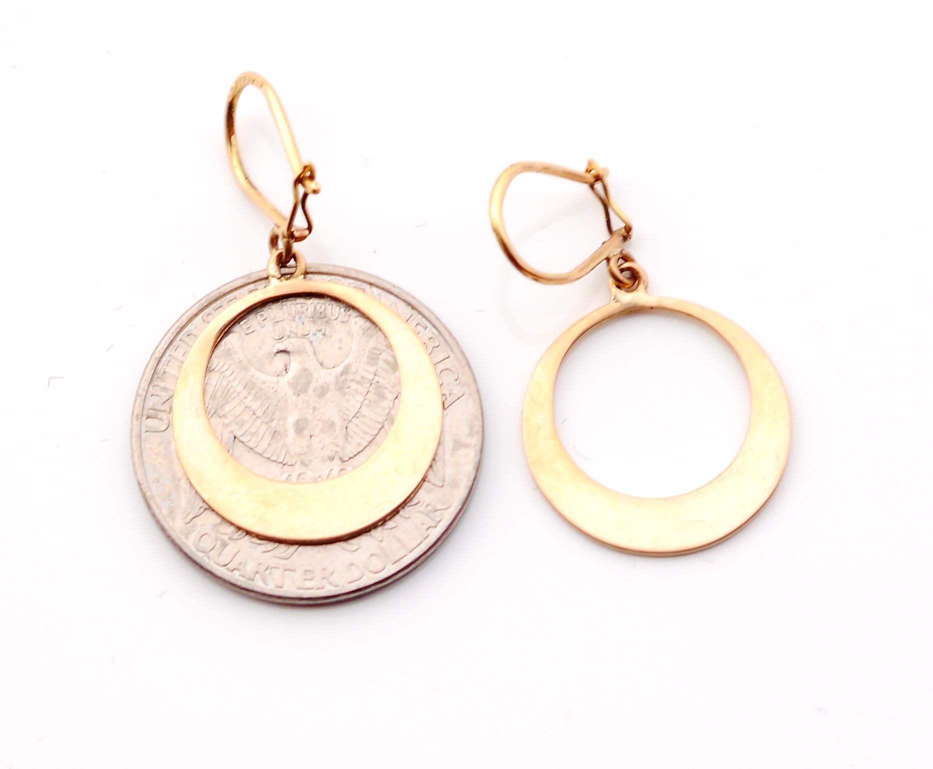 1930s Art Deco Earrings Dangle Creole solid 18K Gold / 3.4 gr For Sale 5