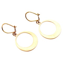 1930s Art Deco Earrings Dangle Creole solid 18K Gold /3.4 gr