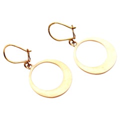 Vintage 1930s Art Deco Earrings Dangle Creole solid 18K Gold /3.4 gr