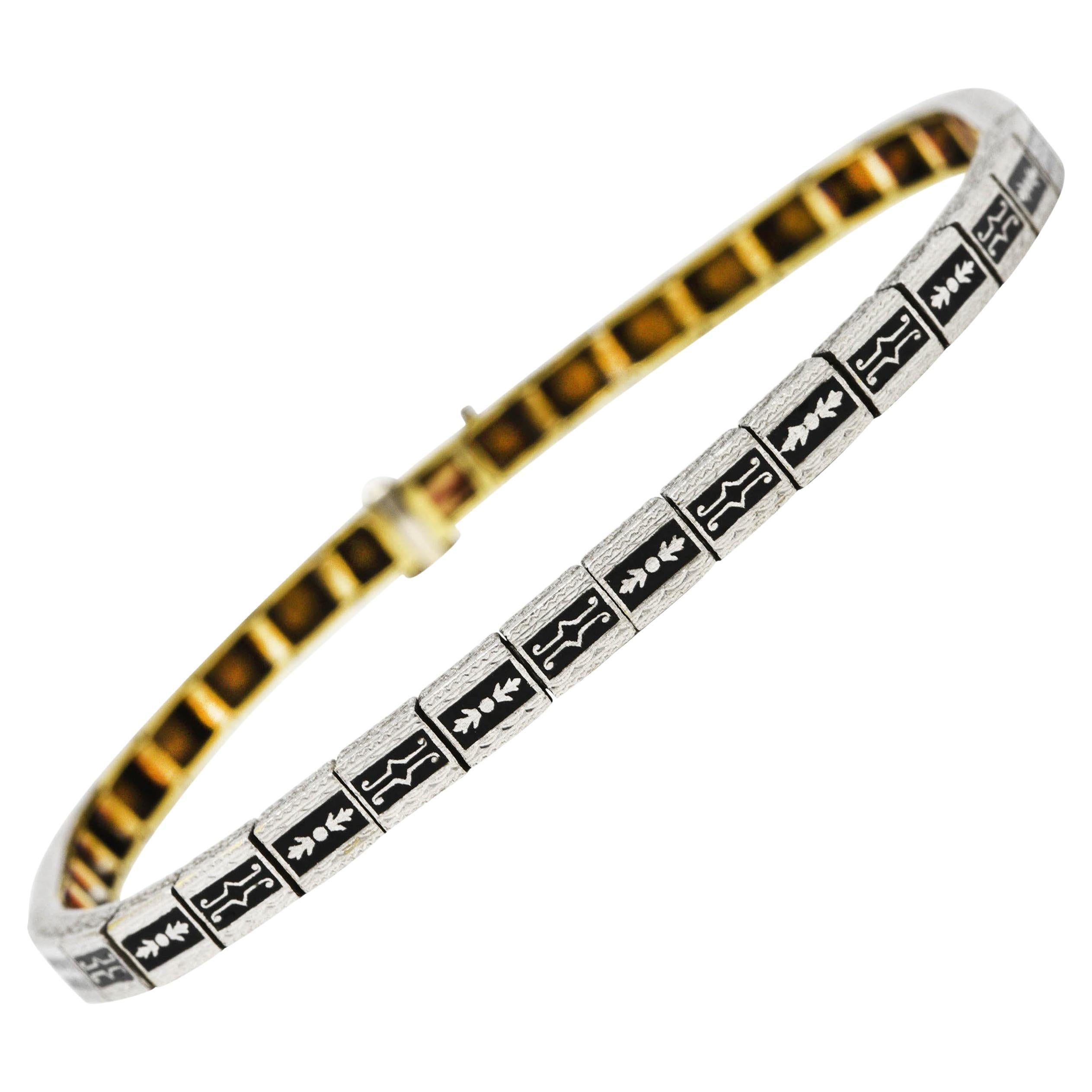 Art Deco Enamel Gold Bracelet at 1stDibs