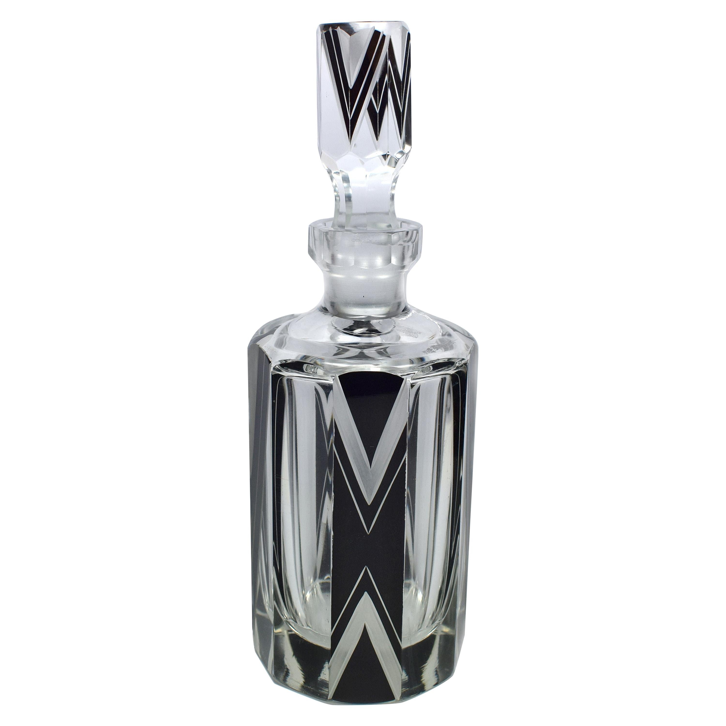 1930s Art Deco Enamel and Glass Perfume bottle