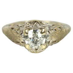 Anello di fidanzamento Art Deco degli anni '30 - Diamante vecchio taglio europeo da 0,60 carati