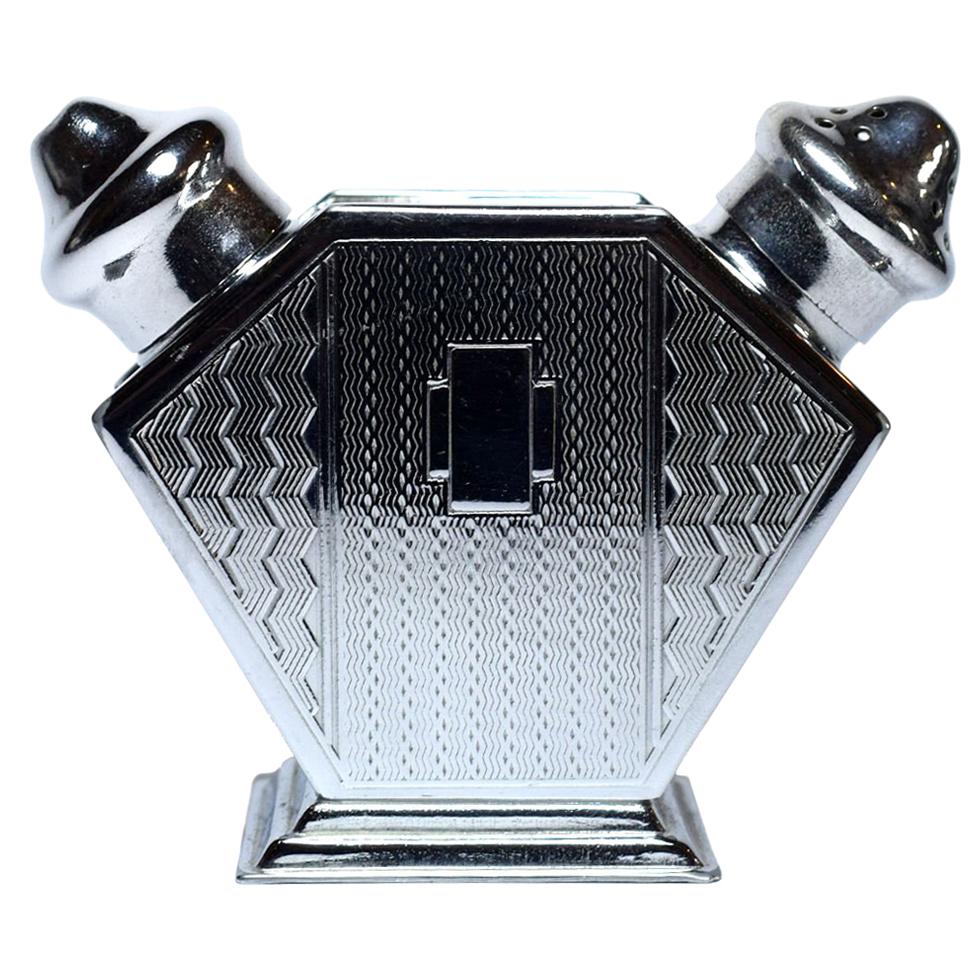 1930s Art Deco English Chrome Cruet