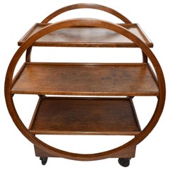 1930s Art Deco English Circular Drinks Trolley Cart