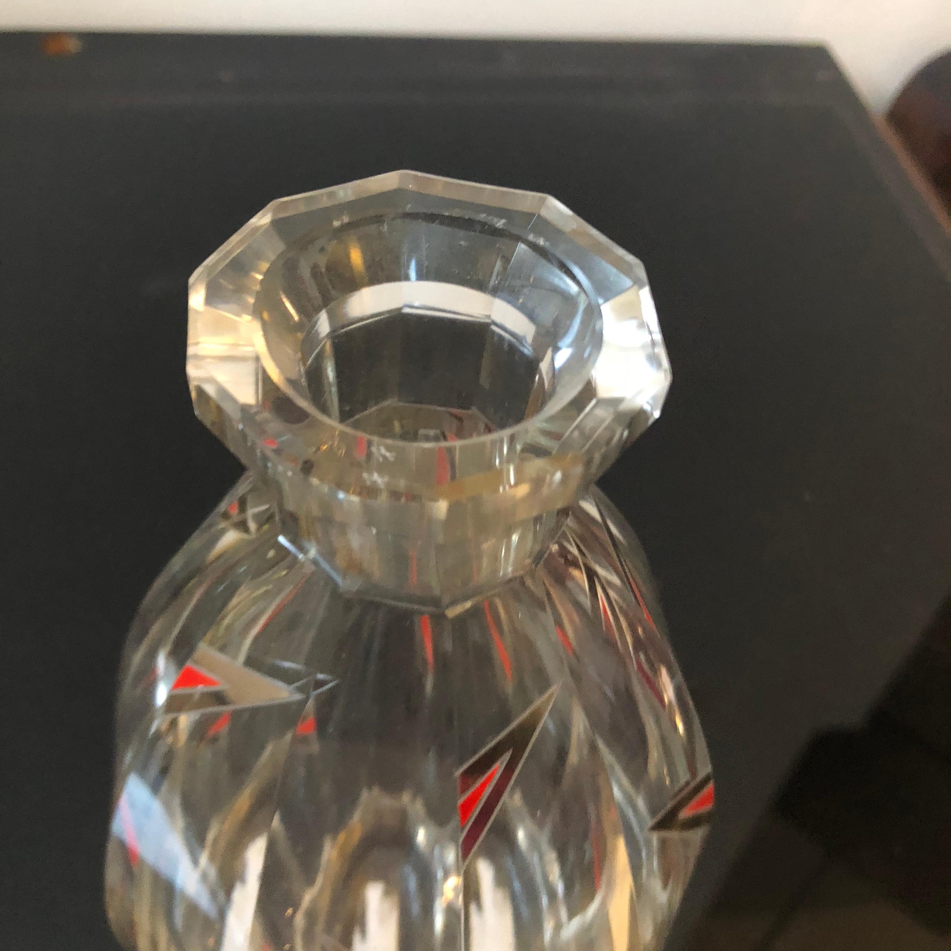 1930s Art Deco Engraved Crystal Italian Bottle For Sale 3