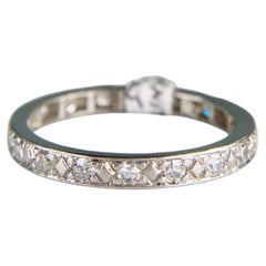 1930's Art Deco Engraved Diamond Eternity Band Ring Platinum