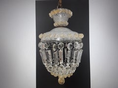 1930's Art Deco Era Italian Murano Barovier & Toso Art Glass and Crystal Lantern