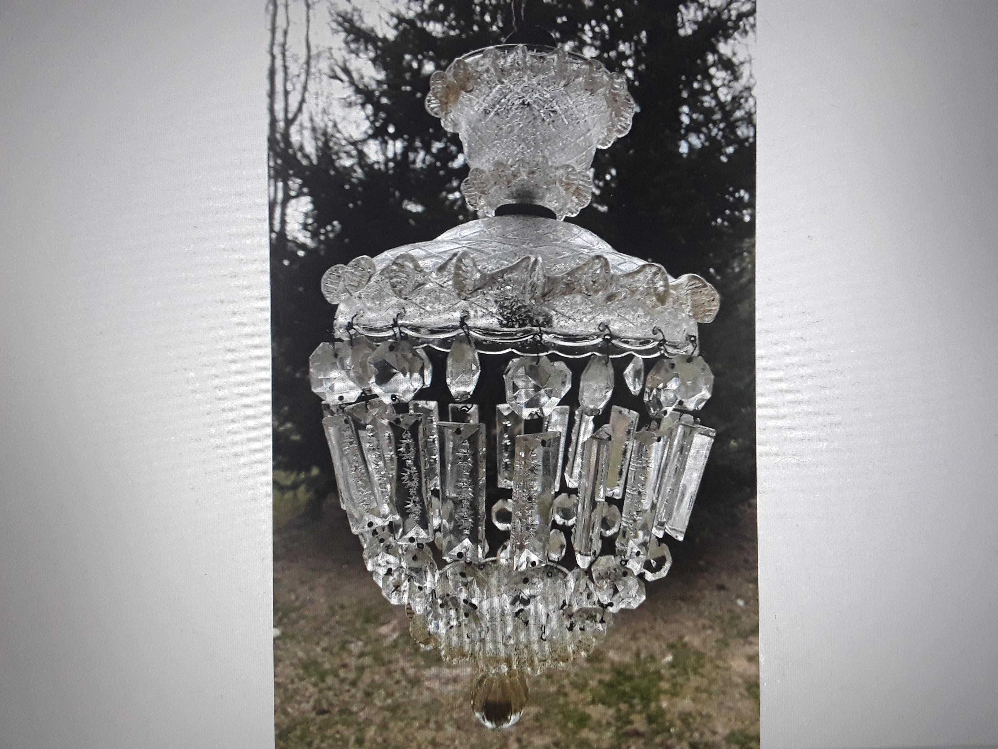 1930's Art Deco Era Italian Murano Barovier & Toso Art Glass and Crystal Lantern For Sale 5