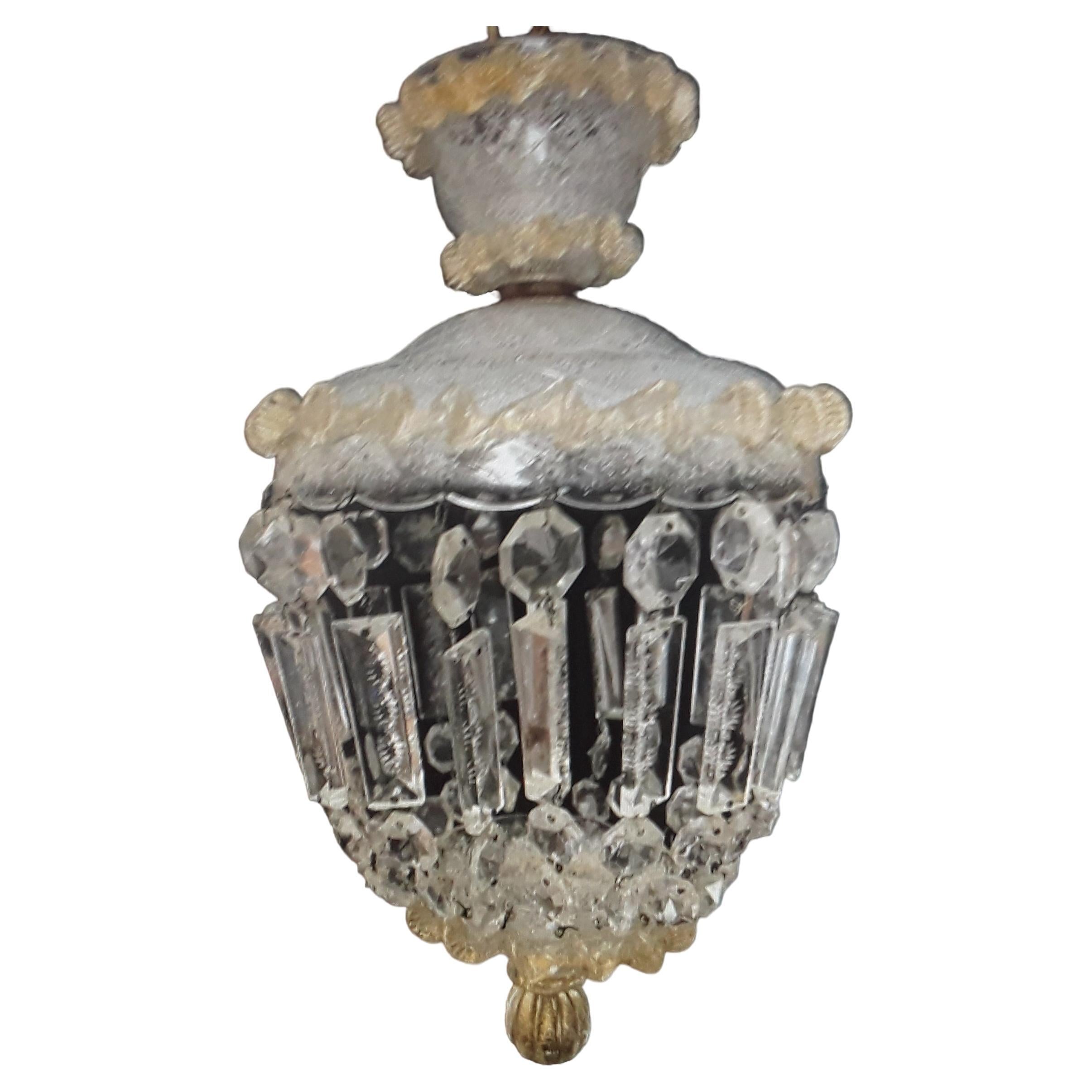 Lanterne italienne Art Déco des années 1930 en verre d'art de Murano Barovier & Toso et cristal