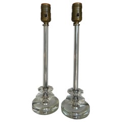 1930's Art Deco Faceted Glass Boudoir Lamps