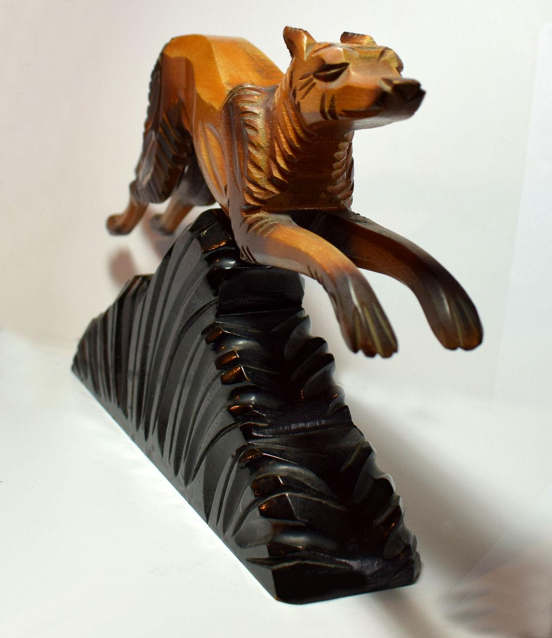 Lacquered 1930s Art Deco Figure Depicting a Leaping Dog For Sale