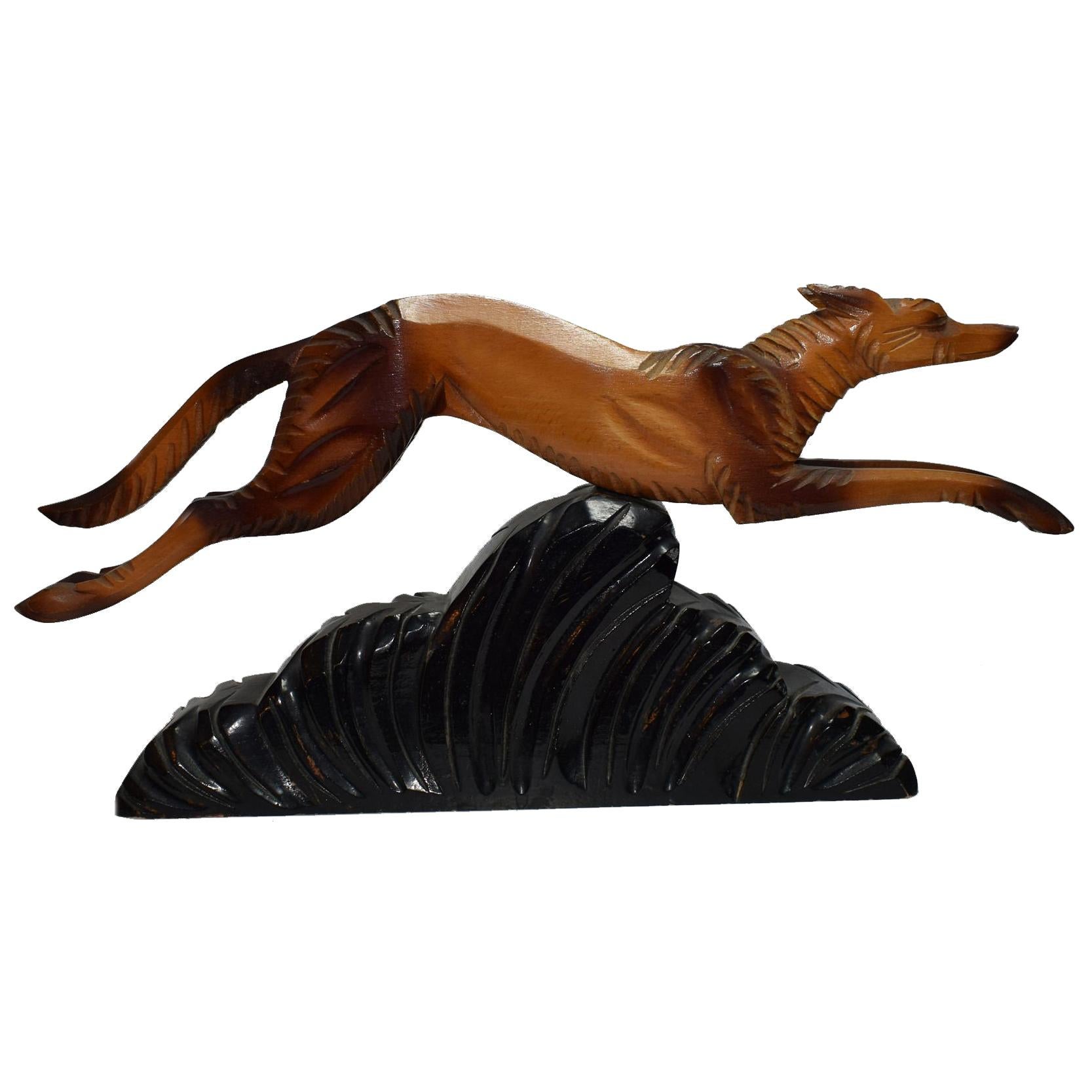1930s Art Deco Figure Depicting a Leaping Dog For Sale