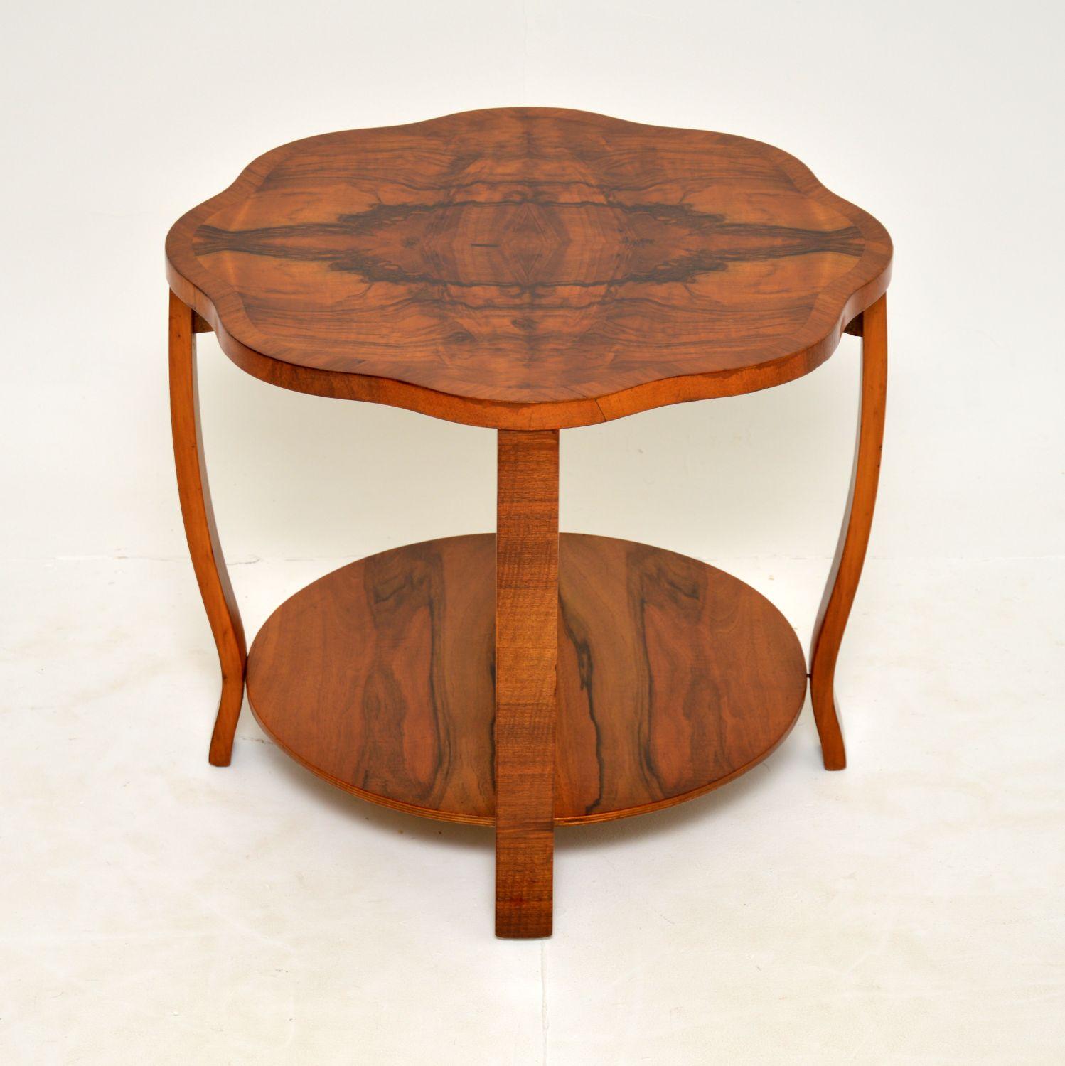 English 1930's Art Deco Figured Walnut Occasional / Coffee Table