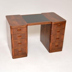 1930's Art Deco Figured Walnut Partners Desk by Maple & Co
