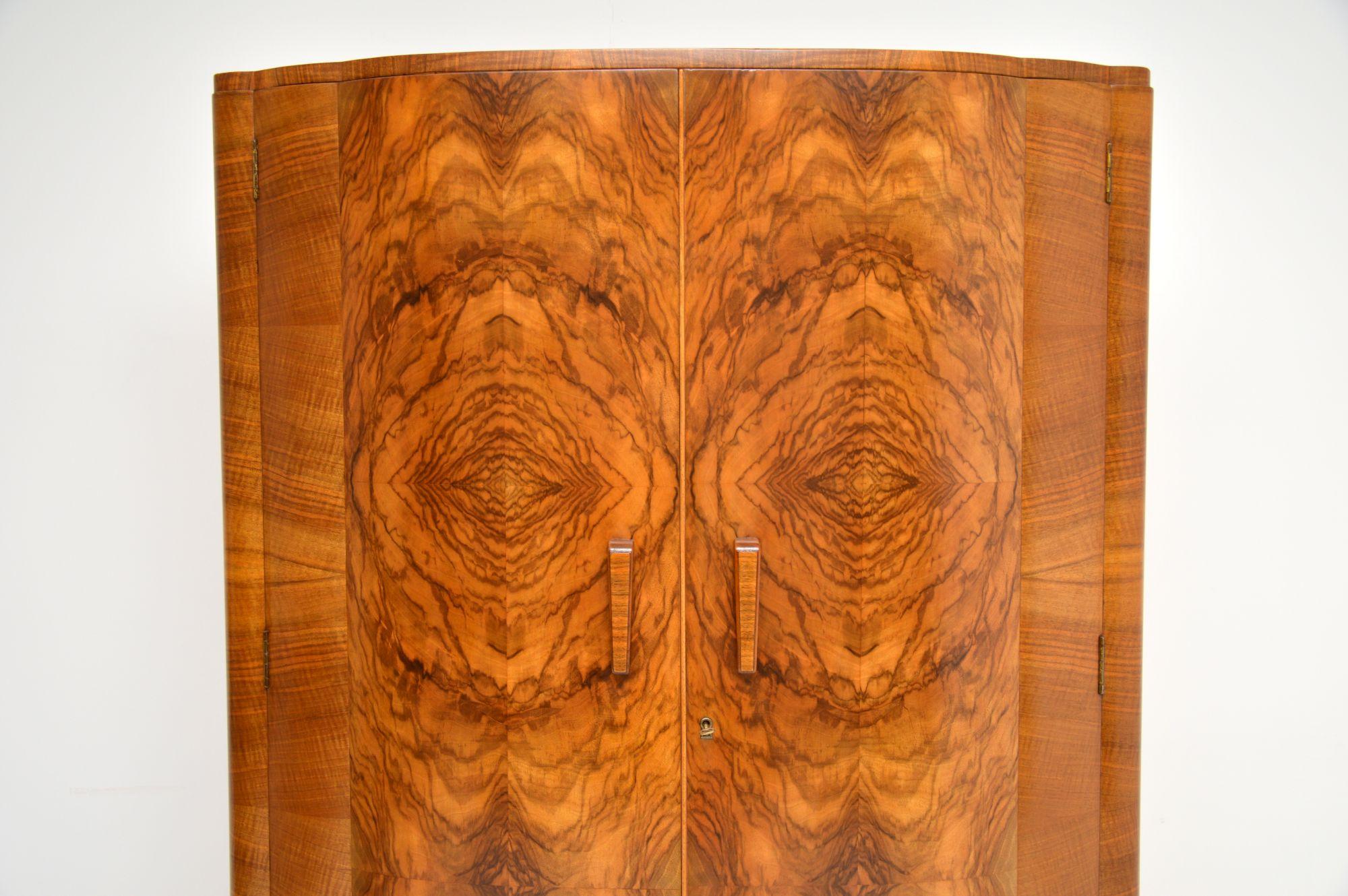 1930s Art Deco Figured Walnut Wardrobe 2