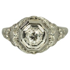 1930s Art Deco Filigree Engagement Ring – 0.25ct Old European Cut Diamond