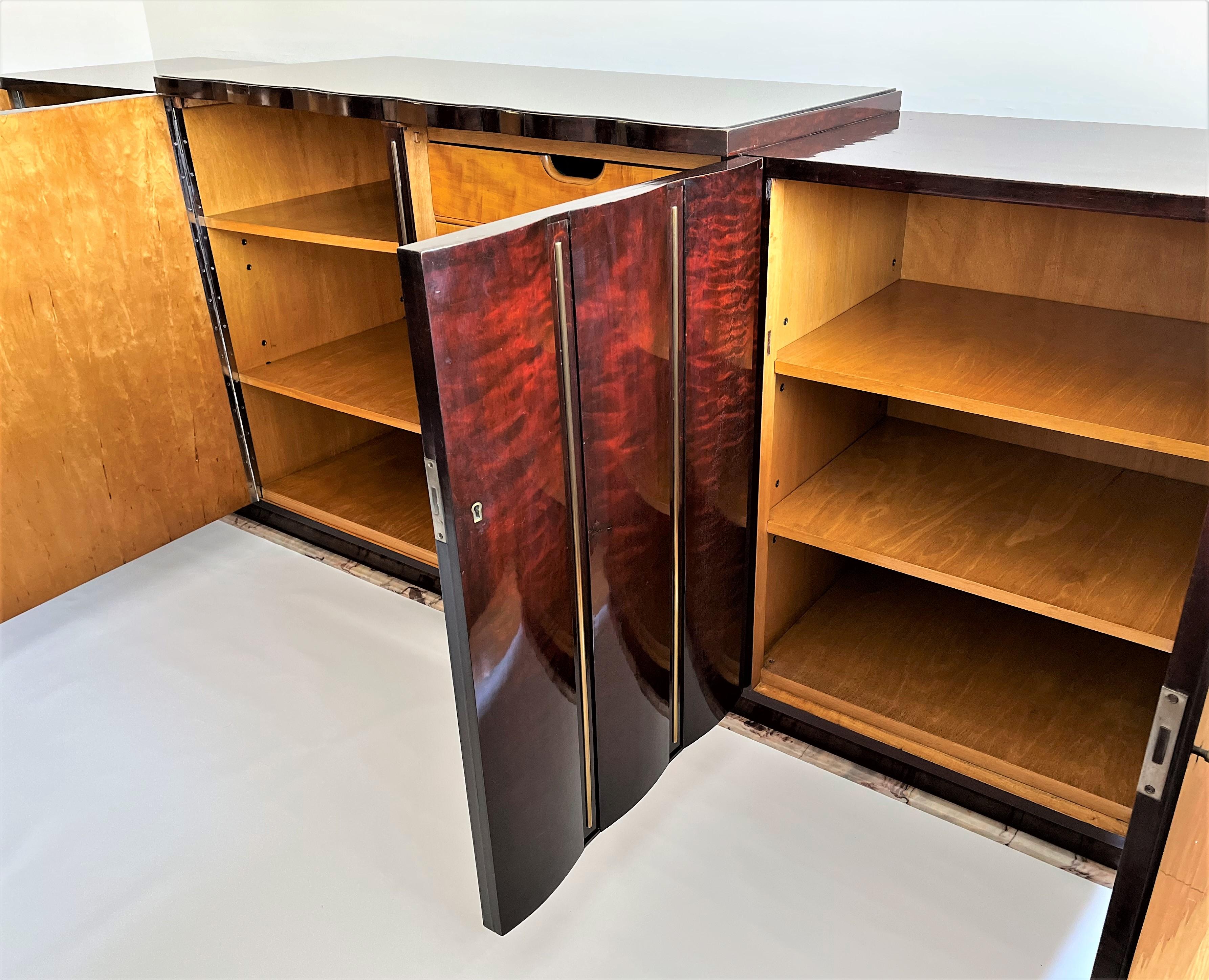 1930s Art Deco Flame-Figured Rosewood Sideboard in the Style of Jules Leleu 6
