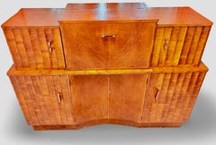 1930’s Art Deco Fluted Burr Walnut Cocktail Bar Server