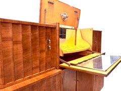 1930’s Art Deco Fluted Burr Walnut Cocktail Bar Server