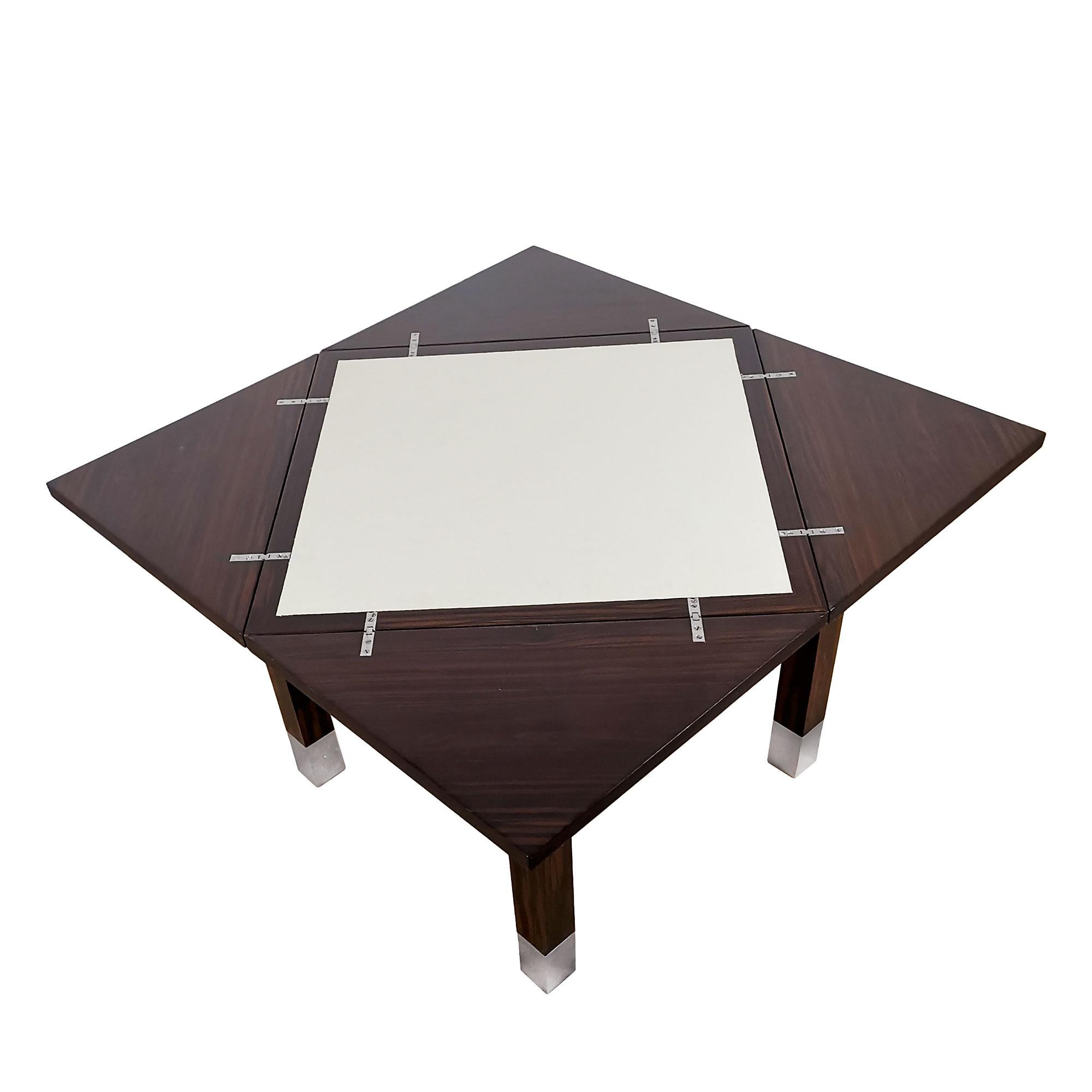 1930s Art Deco Folding Game Table in Oak, Macassar Ebony and Brass - France For Sale 2