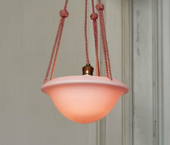 1930s Art Deco France Pink Frosted Glass Pendant