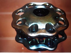 1930s Art Deco Frederic Carders Blue Aurene Bud Vase [Frog] by Steuben Art Glass