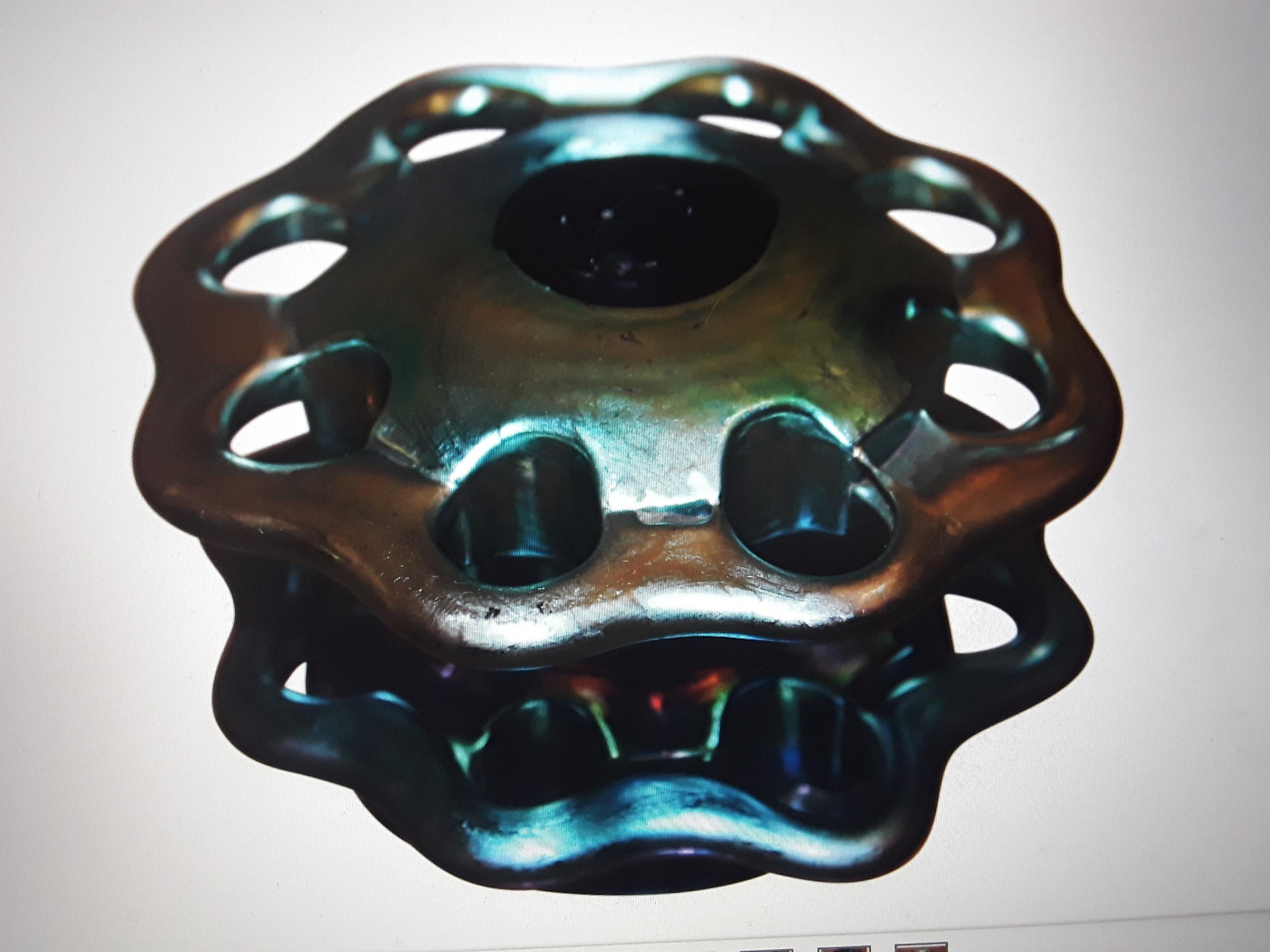 1930s Art Deco Frederic Carders Blue Aurene Bud Vase [Frog] by Steuben Art Glass For Sale 4