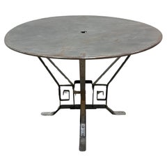 1930s Art Deco French architecturally inspired polished metal Garden table