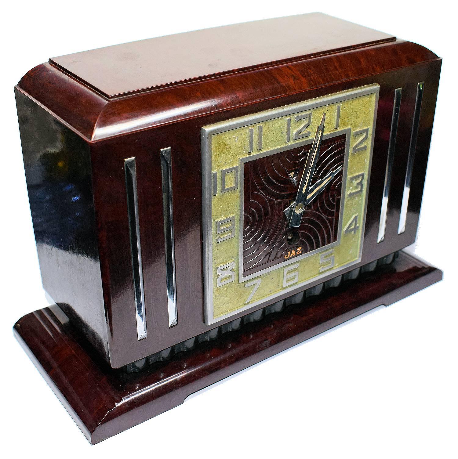 Art déco Pendule de cheminée Art Déco en bakélite française des années 1930 par Jaz