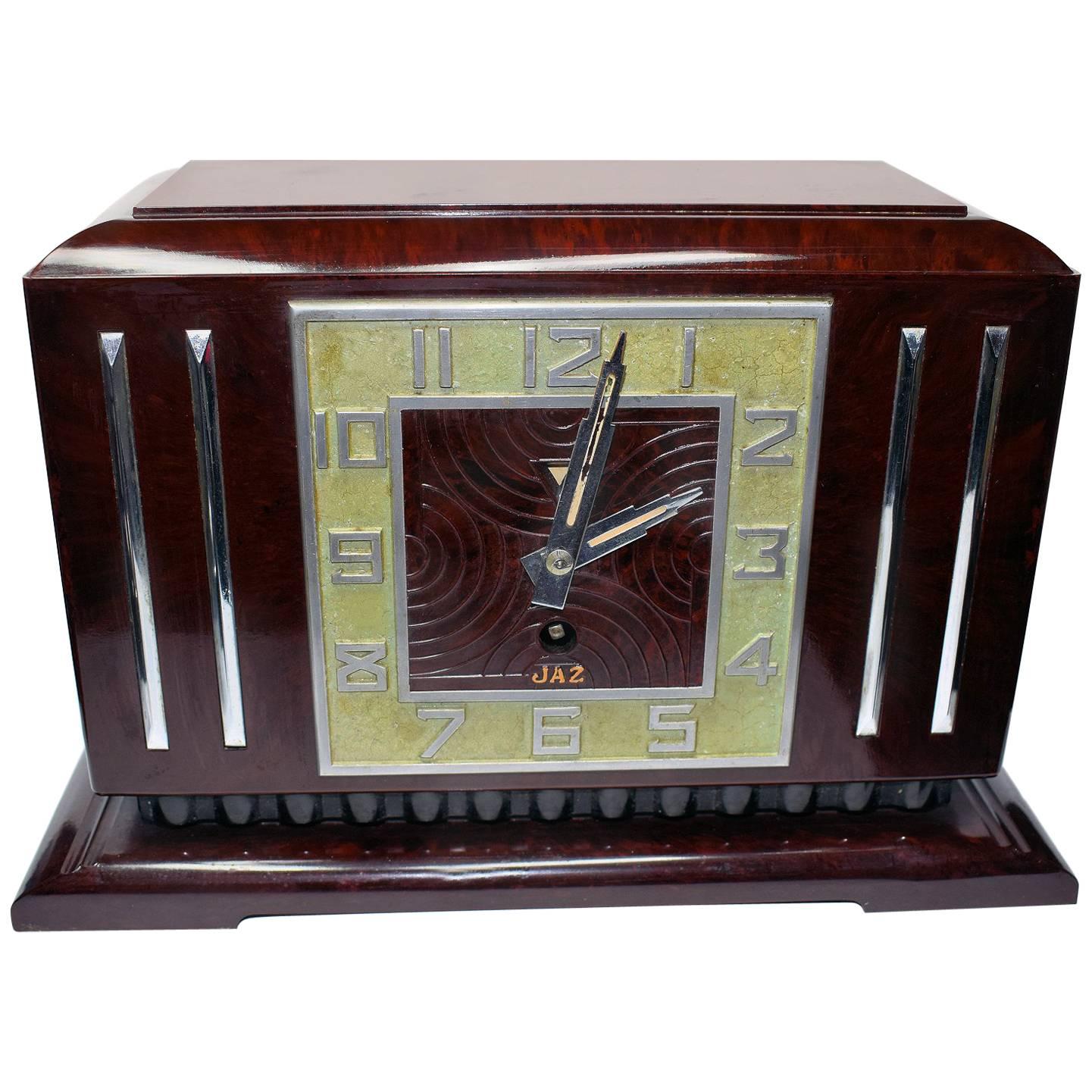 1930er Jahre Art Deco Französisch Bakelit Mantle Clock von Jaz